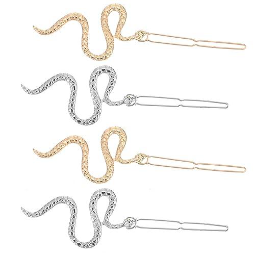 FRCOLOR FRCOLOR Snake Hair Clips 4pcs Snake Hairpin Wedding Hair Clips Metal Gold Snake Jewelry Geometric Hair Clips Snake Hair Barrettes Snake Pattern Hair Snap Clips Alloy Hair Trinket Banana Gift