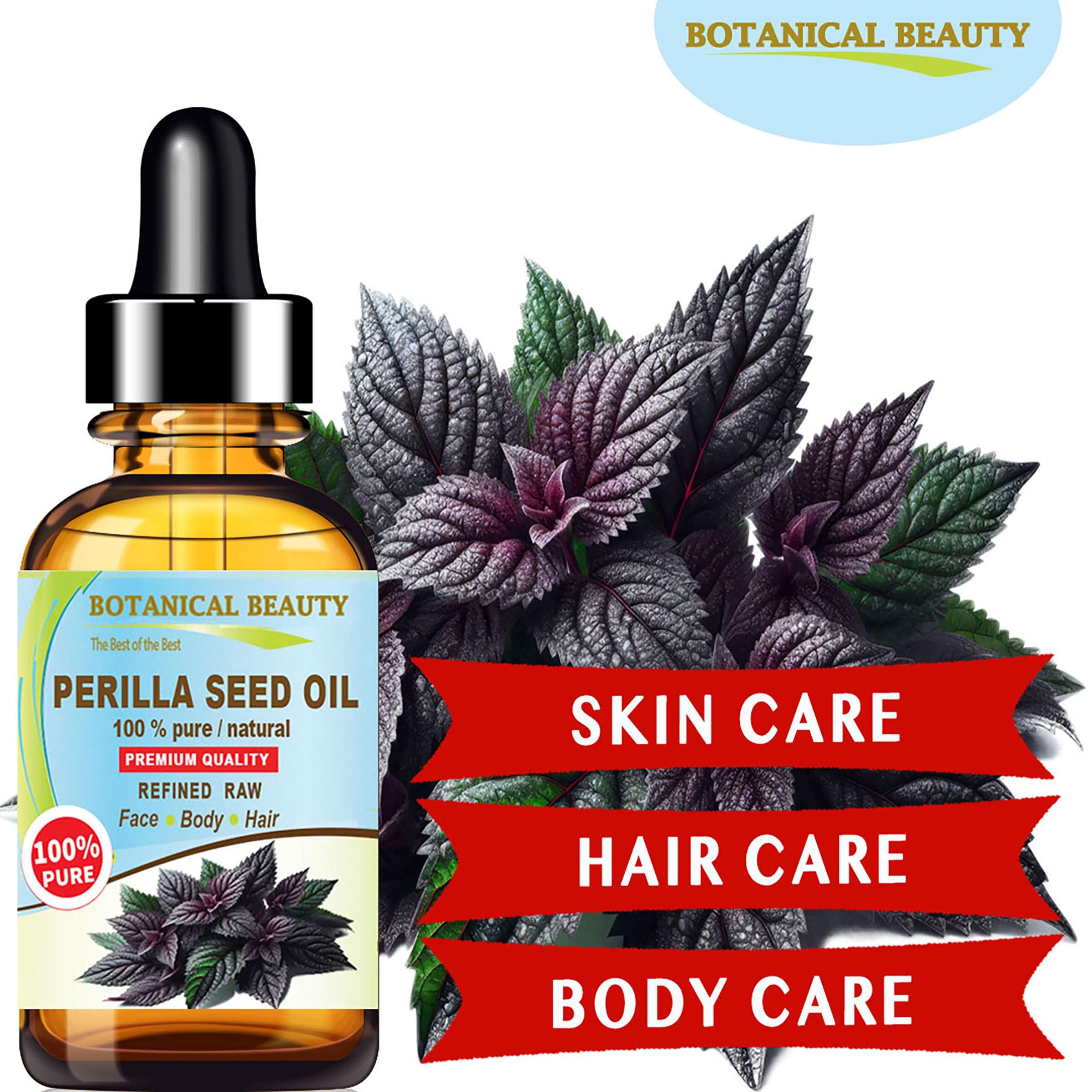 Botanical Beauty Botanical Beauty PERILLA SEED OIL 100% Pure Natural REFINED Cold-Pressed Carrier Oil 4 Fl oz 120 ml for Face, Skin, Body, Hair, Lip, Nails. Rich in Omega 3, Alpha-Linolenic Acid.