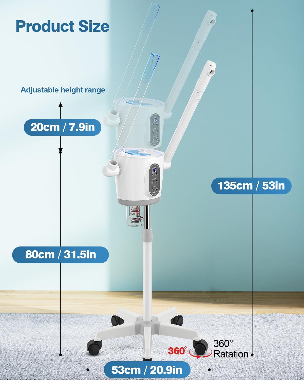 Kingsteam Kingsteam 2 in 1 Hot and Cold Facial Steamer, 30 Min Timer, Ionic Facial Steamer for Home, Esthetician, Professional Nano Water Mist with Large Water Volume for Beauty Salons - Ozone Facial Sprayer