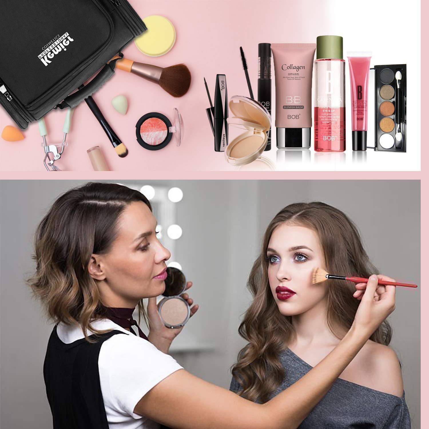 Kemier Kemier Travel Makeup Train Case - Professional Makeup Artist Backpack Portable Cosmetic Organizer Case for Makeup Brush Storage Makeup Artist Kit