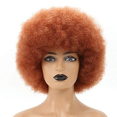 THEMIS HAIR Ginger Afro Wigs for Black Women, Brown Afro Wigs Unisex Men Women Large Bouncy and Soft Natural Looking Hair, Short Afro Kinky Curly Premium Synthetic Wig (Brown 350#)