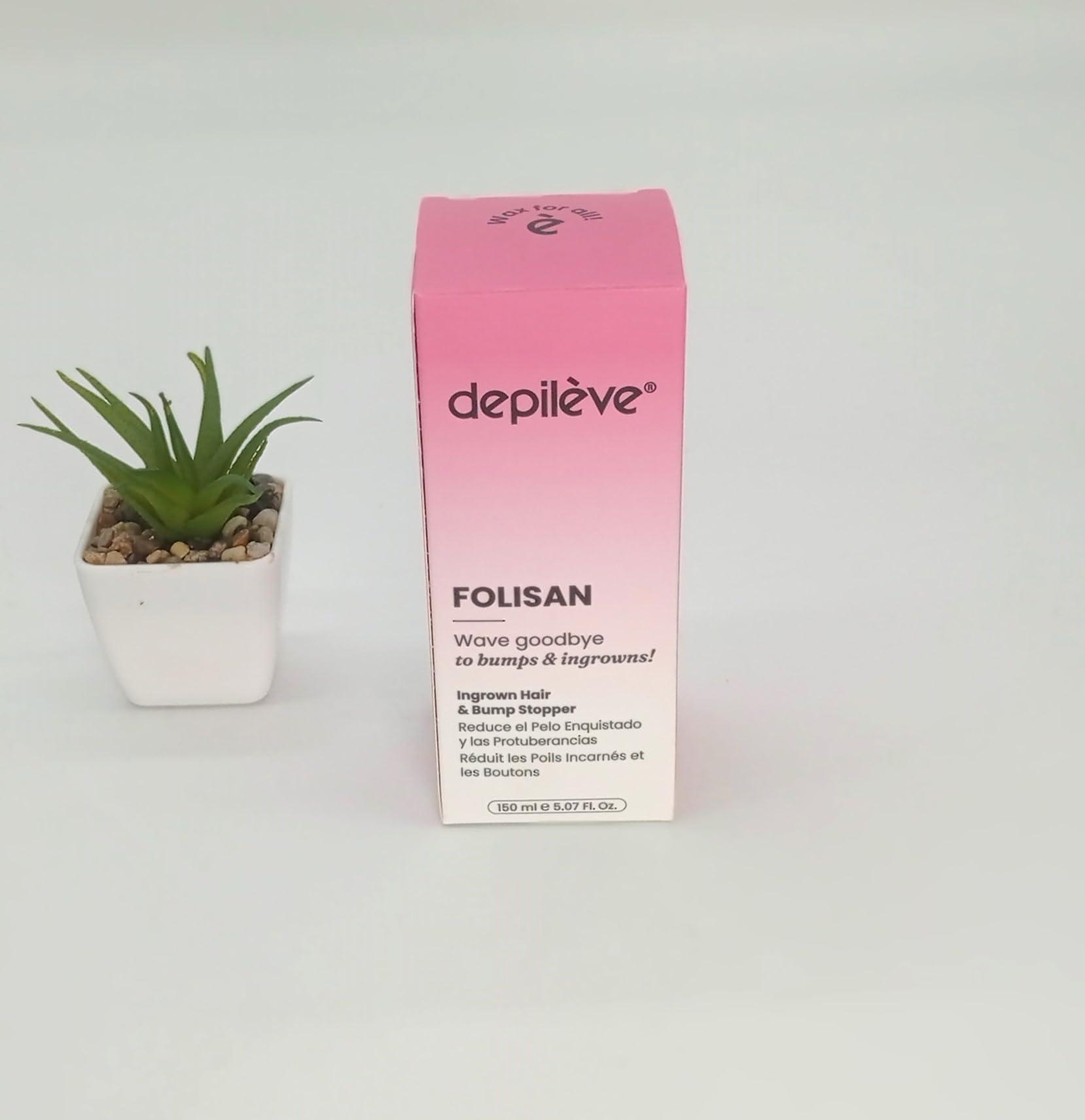 Depileve Depileve Folisan - Post Wax Oil, Relieves Razor Burn, Razor Bumps and Ingrown Hair, Astringent, Skin Moisturizer, Gentle Exfoliator - 5 oz