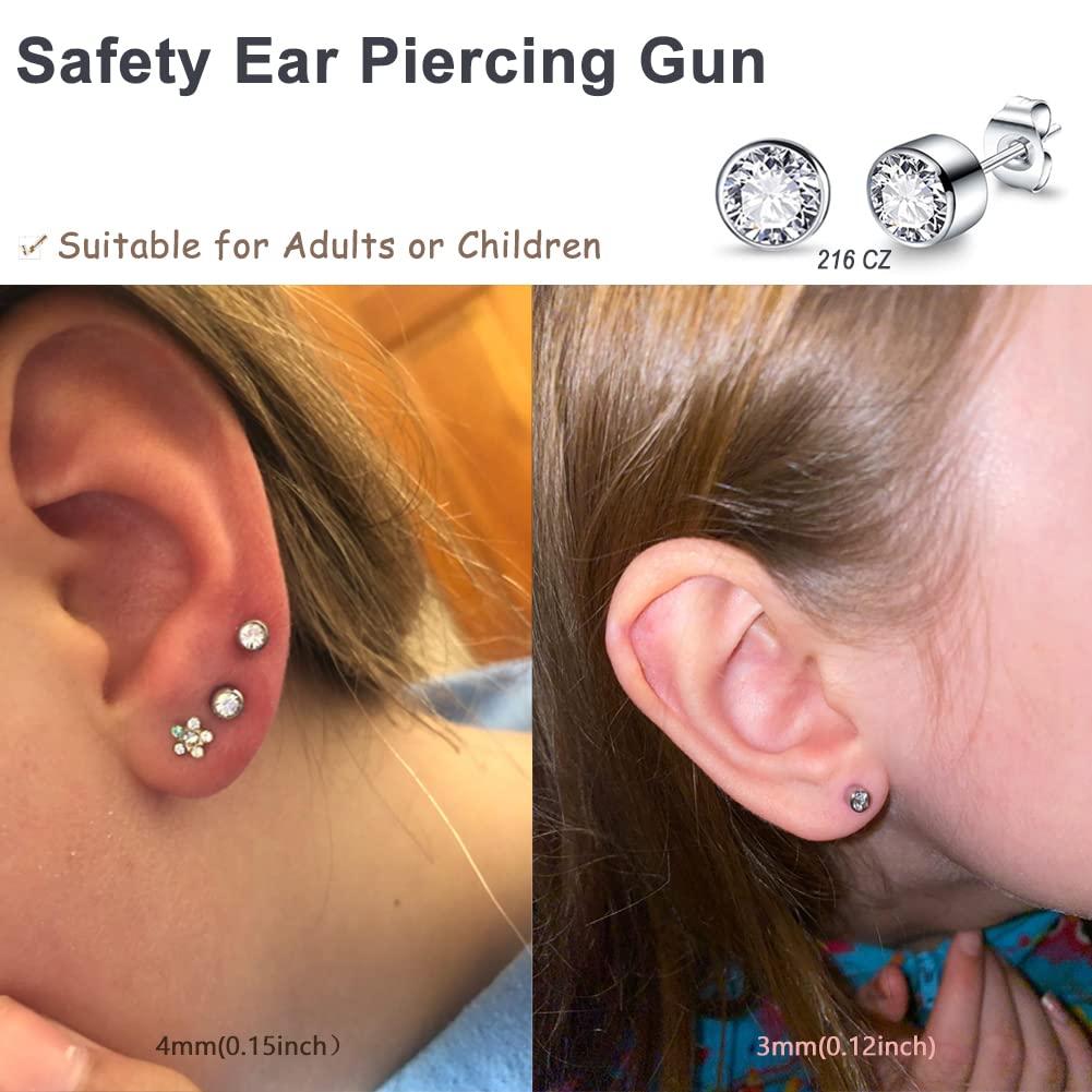 Shyarr Ear Piercing Gun 2 Pack Disposable Ear Piercing Gun Kit Safety Ear Piercing Kit Tool with 4MM Earring Studs Hypoallergenic Ear Piercing Kit