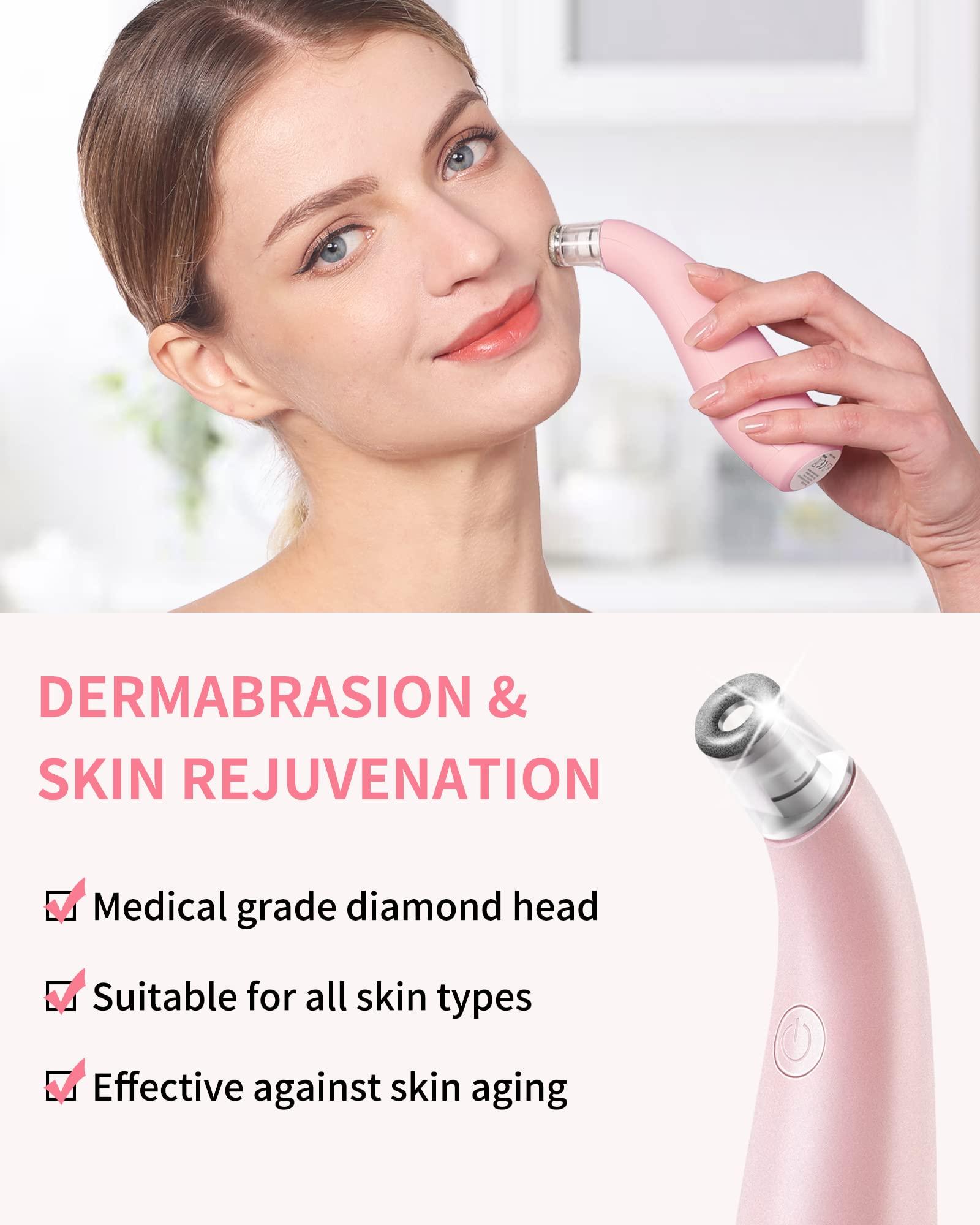 NEWDERMO NEWDERMO 2-in-1 Microdermabrasion Machine for Facial, Diamond Microdermabrasion Device USB Rechargeable (Pink) with Microdermabrasion Machine Pro(White)