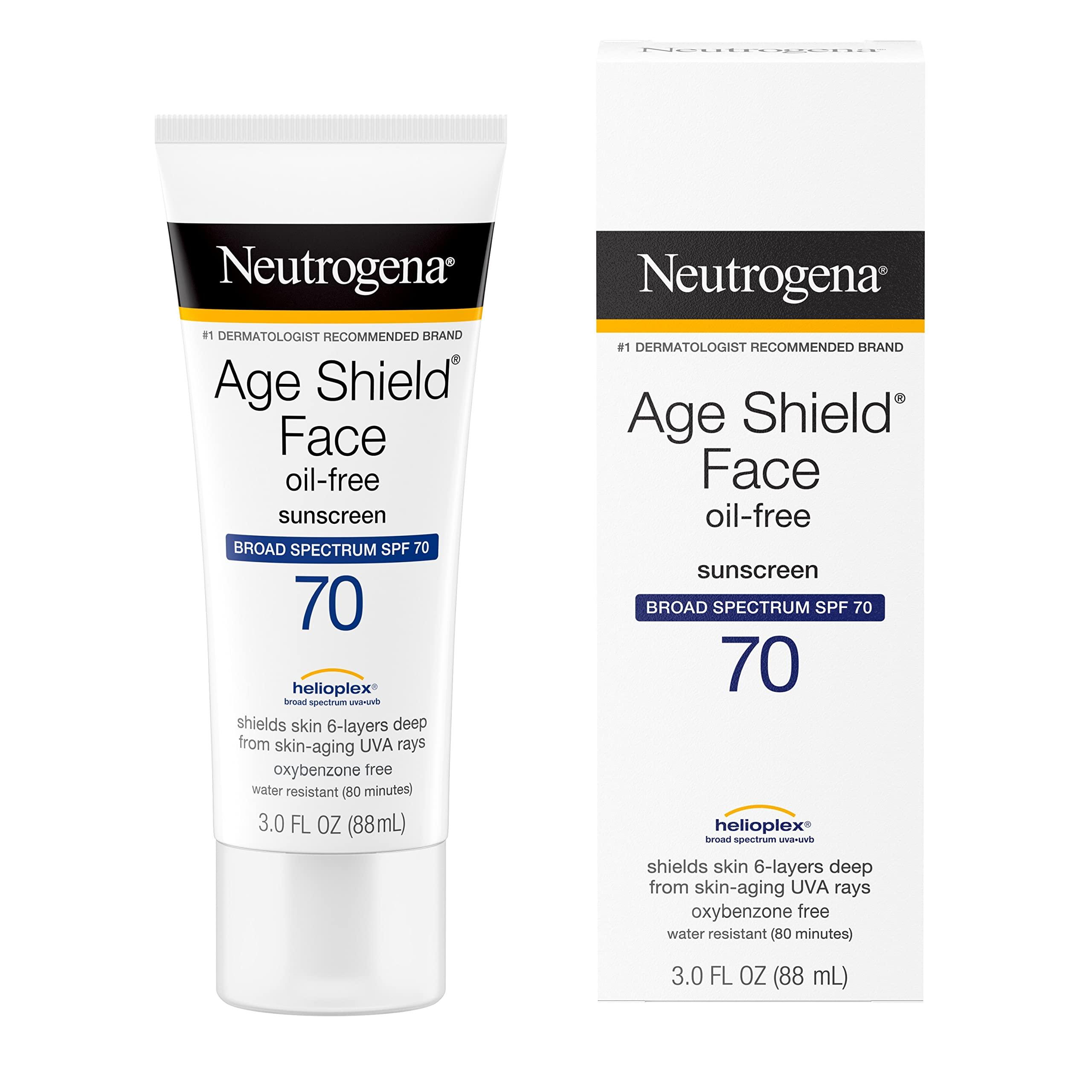 Neutrogena Neutrogena Age Shield Anti-Oxidant Face Lotion Sunscreen with Broad Spectrum SPF 70, Oil-Free & Non-Comedogenic Moisturizing Sunscreen to Prevent Signs of Aging, 3 fl. oz