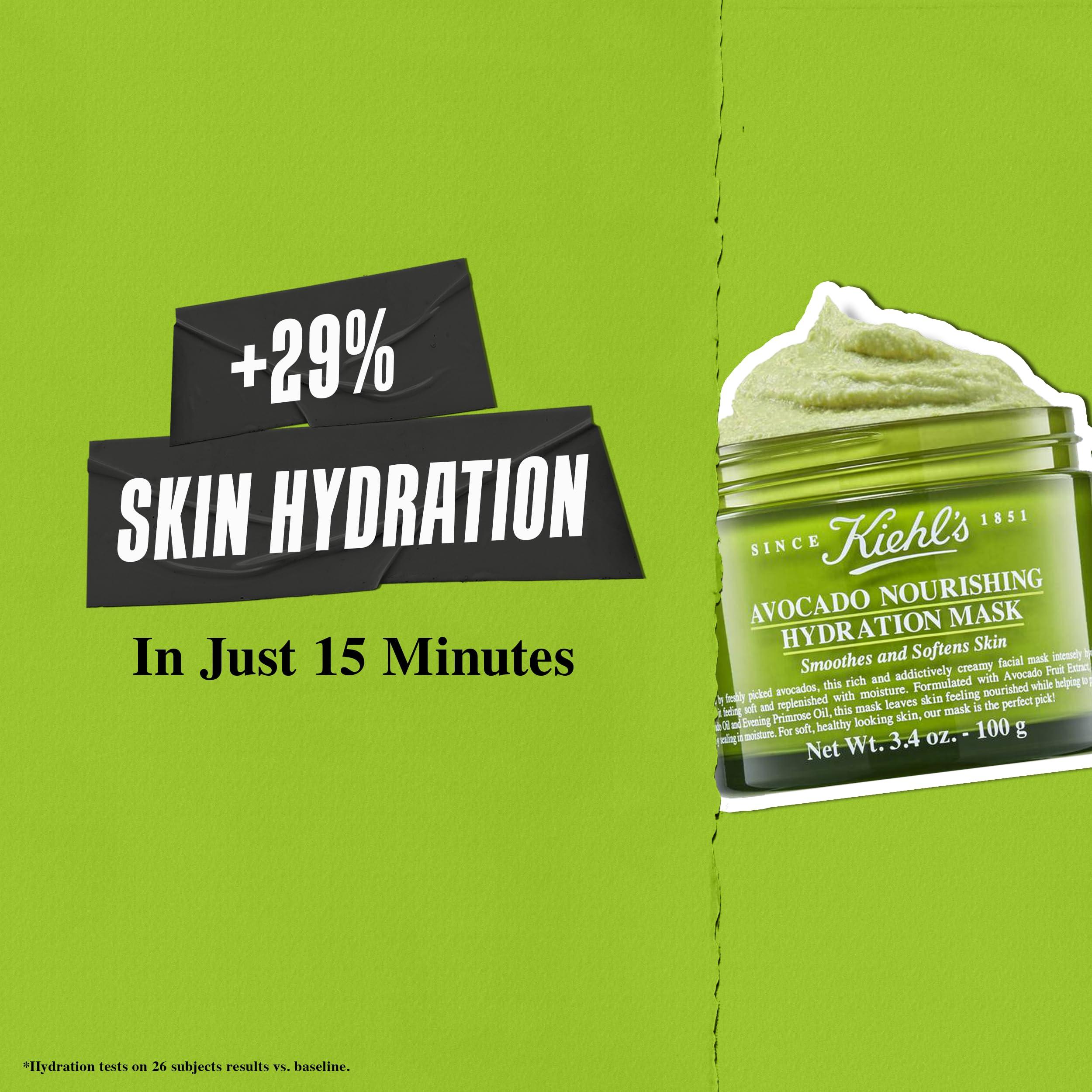 Kiehl's Kiehl's Avocado Nourishing Hydration Mask, Rich & Creamy Face Mask, Hydrates & Soothes Skin, with Evening Primrose Oil, Maintains Facial Elasticity, Helps Reduce Dryness, Paraben-free - 3.4 fl oz