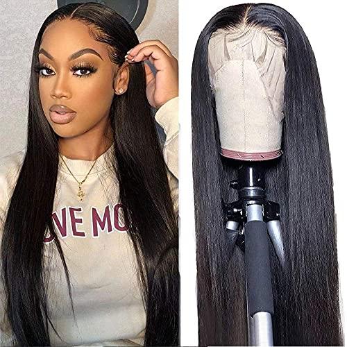 MOOTAFUL MOOTAFUL Large Cap Wigs 24 inch Cap Size Lace Front Wigs 134 Straight 150% density Pre Plucked with Baby Hair Brazilian Virgin Human Hair Wigs for Black Women 30 inch