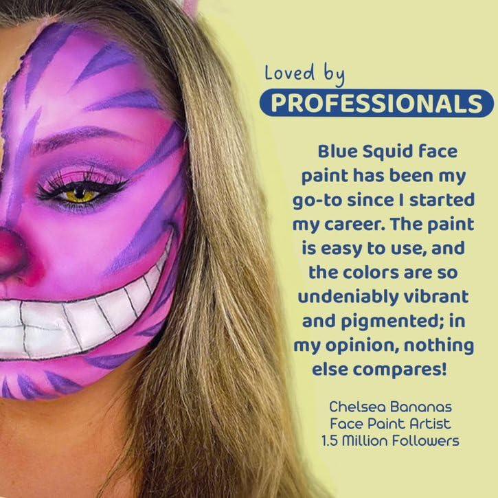 Blue Squid Blue Squid PRO Face Paint - Pastel Pink (30gm), Professional Water Based Single Cake Face & Body Paint Makeup Supplies for Adults Kids Halloween Facepaint SFX Water Activated Face Painting Non Toxic