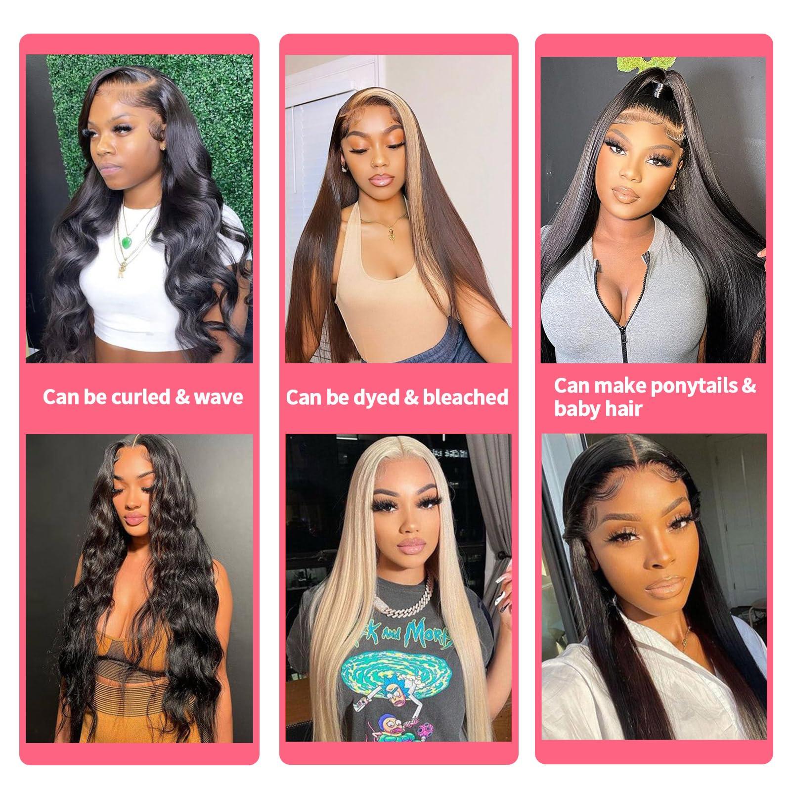 AYMMOLI 26 Inch Straight Lace Front Wigs Human Hair Pre Plucked 180% Density Glueless Wigs Human Hair 13x4 HD Transparent Human Hair Lace Frontal Natural Hairline Brazilian Virgin Hair for Women Natural