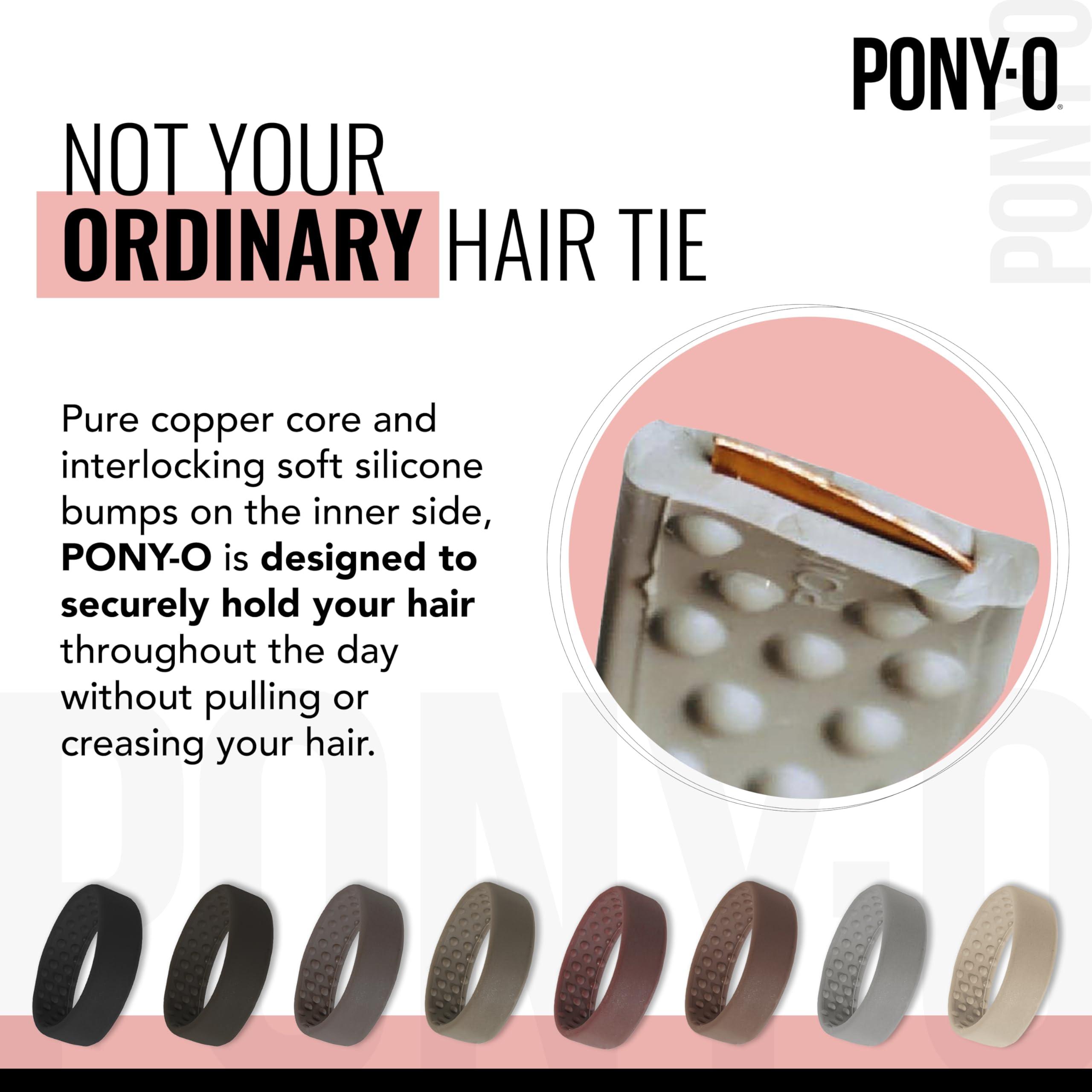 PONY-O PONY-O for Fine, Medium or Slightly Thick Hair - The Original No Damage Volumizing Ponytail Hair Ties - Patented Bendable Design - Stylish Hair Accessories for Women - 2 Pack Black & Leopard - Medium