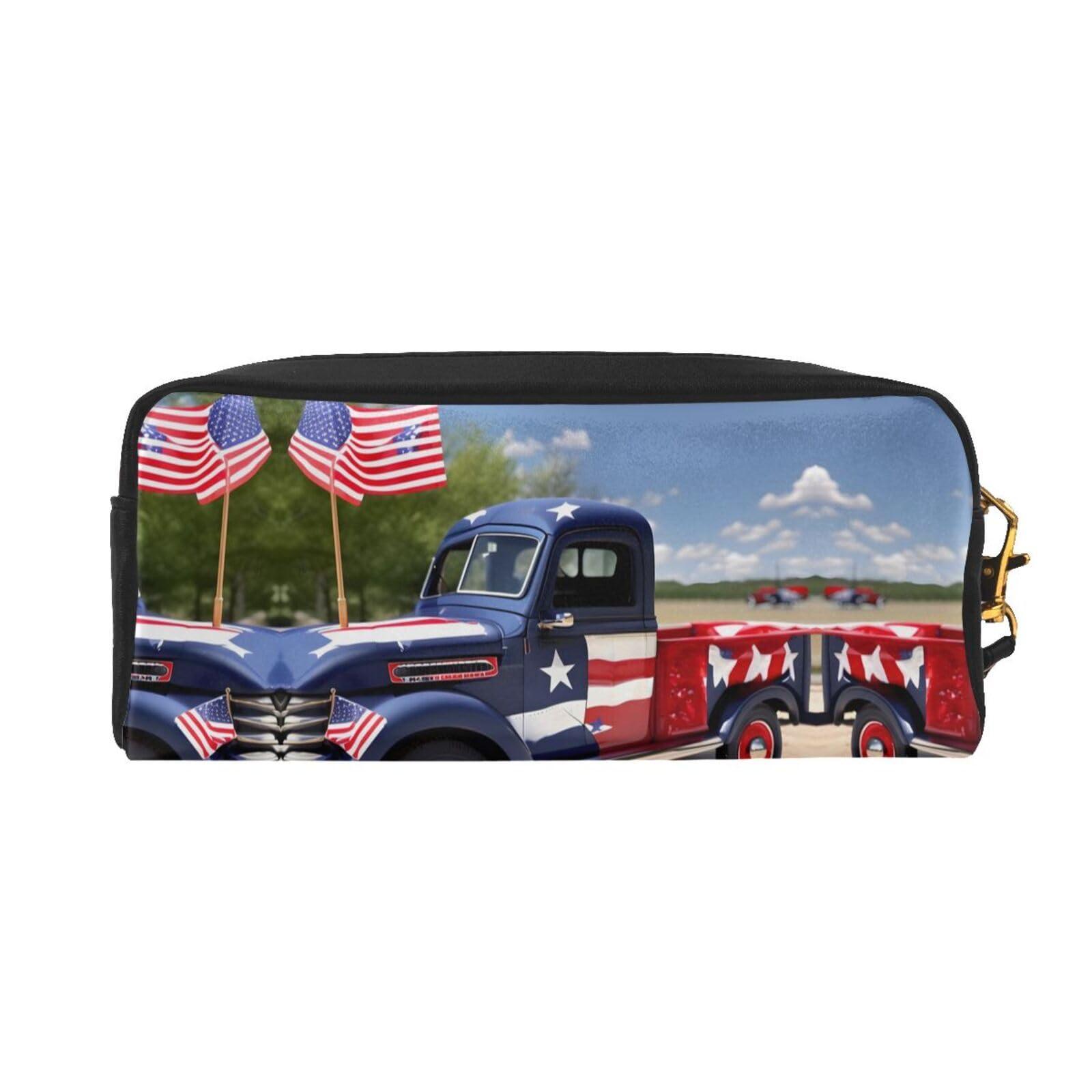 SDEGTHO SDEGTHO 4th Of July Patriotic Trucks Women Travel Makeup Pouch Makeup Bag For Purse Portable Toiletry Bag Accessories Organizer