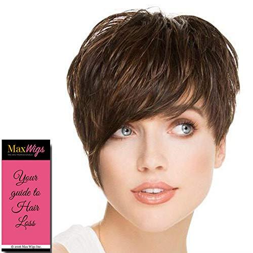 Ellen Wille & Maxwigs Point Wig Color Sand Multi Rooted - Ellen Wille Wigs 4.5" Short Asymmetrical Cut Cropped Synthetic Monofilament Crowne Average Cap Sharp Bangs Natural Hairline Peluca Bundle MaxWigs Hairloss Booklet