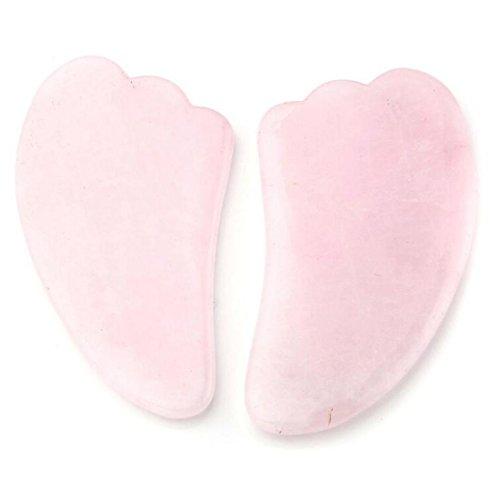 fengshuisale Feng Shui Gua Sha Scraping Massage Tool, Natural Rose Quartz/Green Aventurine Wing-shape Guasha Board Traditional Scraper Tool W3415 (pink)