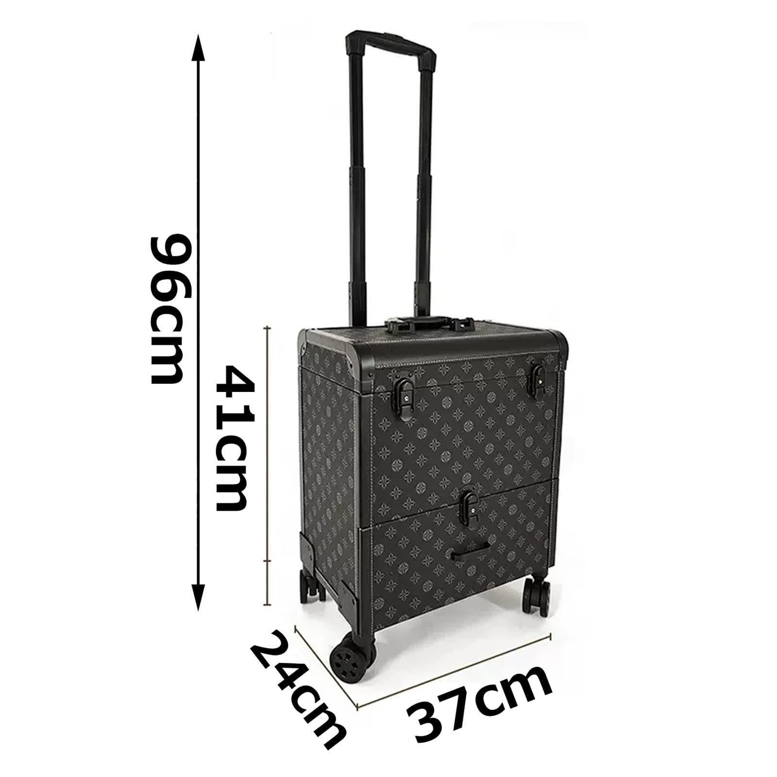 HJXGQJM Rolling Makeup Case Travel Train Case With Wheels Cosmetic Trolley, Aluminium Make Up Case, Professional Make Up With Drawers,Black Travel Makeup Bag Cosmetic Case cosmetic case ( Color : Yellow )