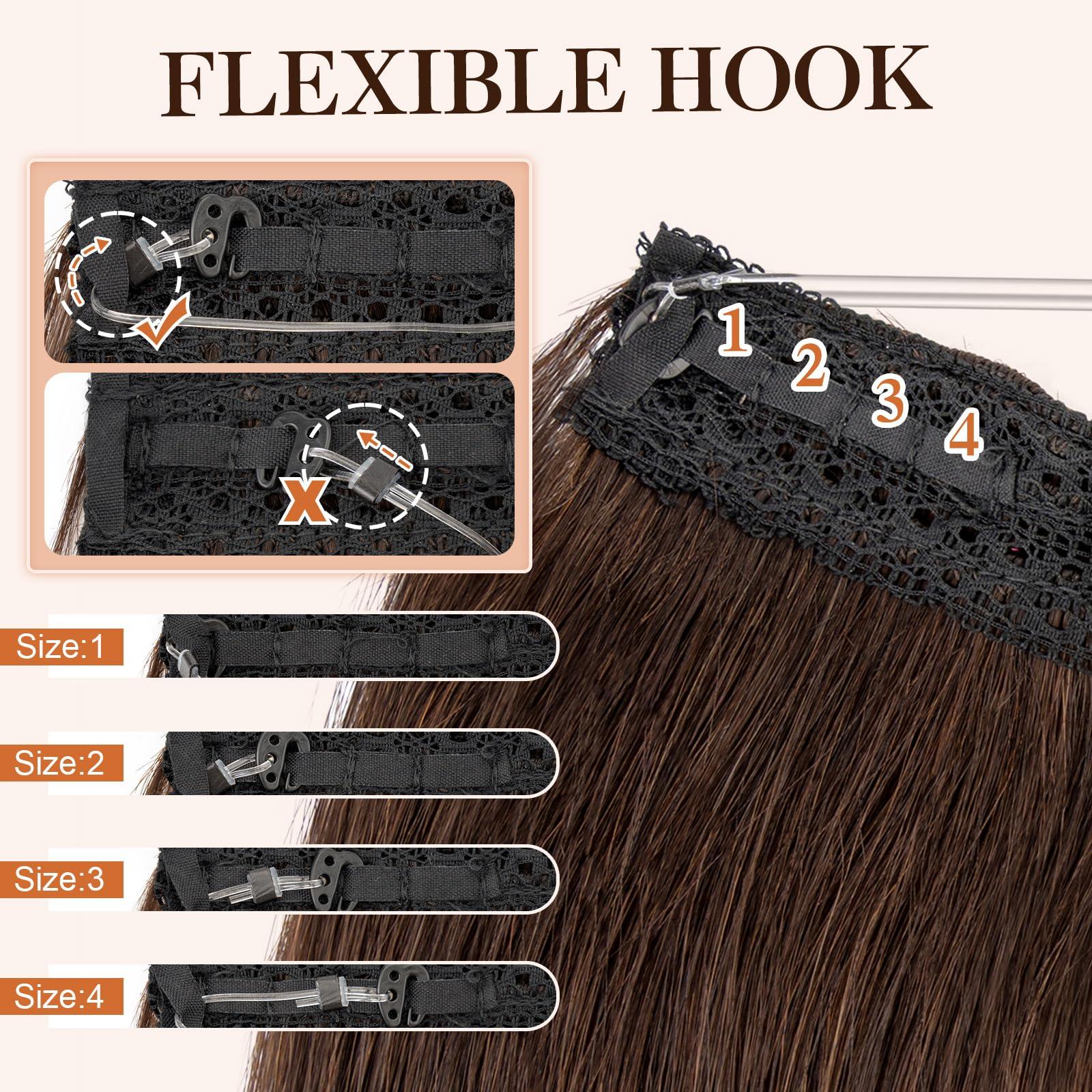 S-noilite Halo Hair Extensions Real Human Hair,S-noilite Halo Hair Extensions,Halo Hair Extension for Women,100% Human Hair Halo Extensions,Halo Hair 65g/18inch 02 Dark Brown