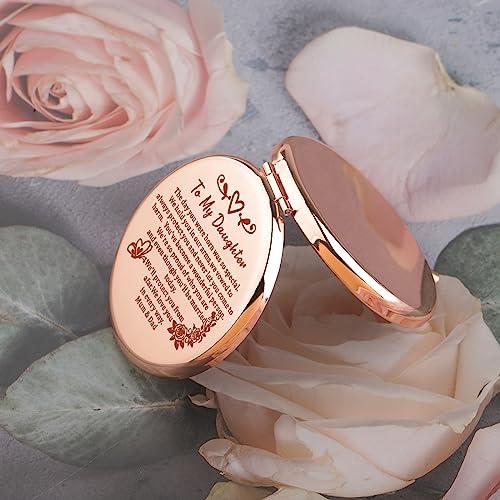 JNIAP JNIAP Daughter Wedding Gift from Parents Daughter Wedding Day Compact Mirror from Mom Dad Bride Bridal Shower Pocket Mirror