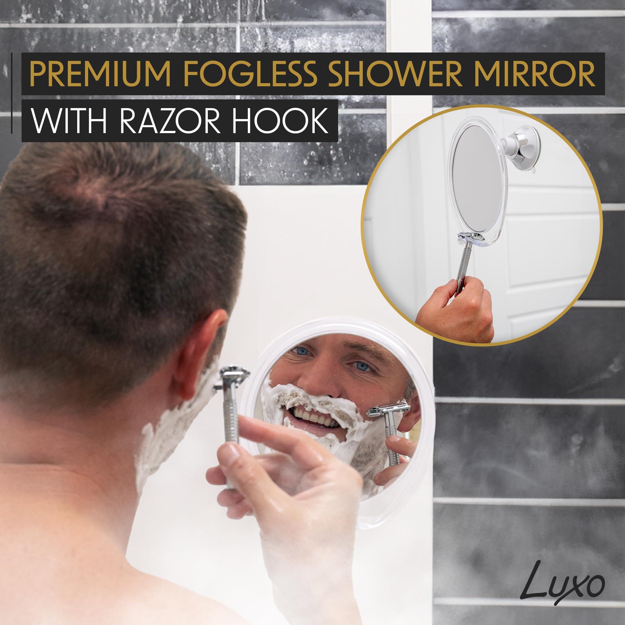 Luxo Luxo Shaving Mirror, Shower Mirror with a Razor Holder for Shaving with Powerful Suction Cup - Shatterproof Anti Fog Mirror for Shower (Clear)