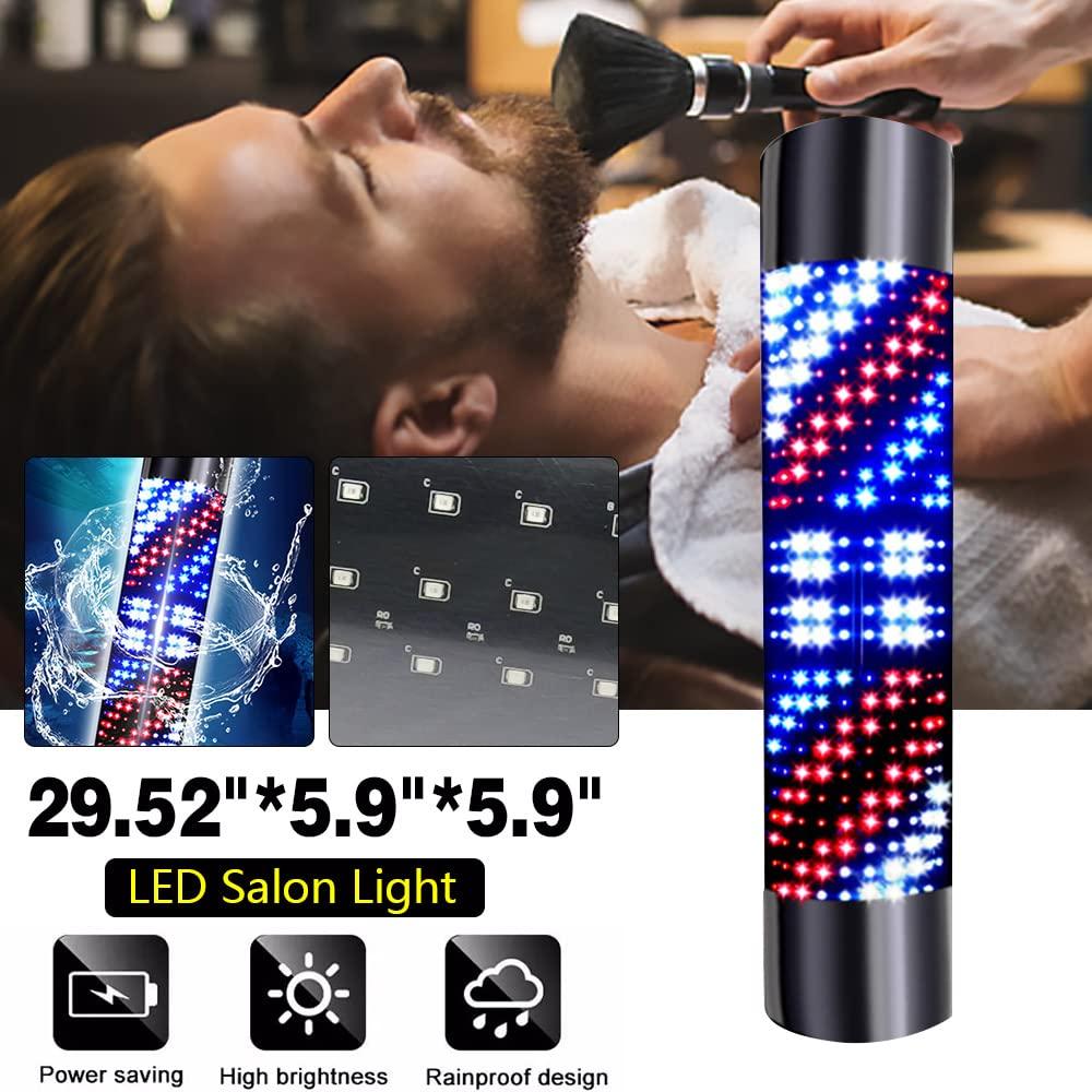 DNYSYSJ DNYSYSJ Barber Shop LED Pole Light,Hair Salon Outdoor Retro Barbershop Pole Illuminating Rotating Stripes Wall-Mounted Lamp,Waterproof-Rotating Barber Light Red Blue White 110v