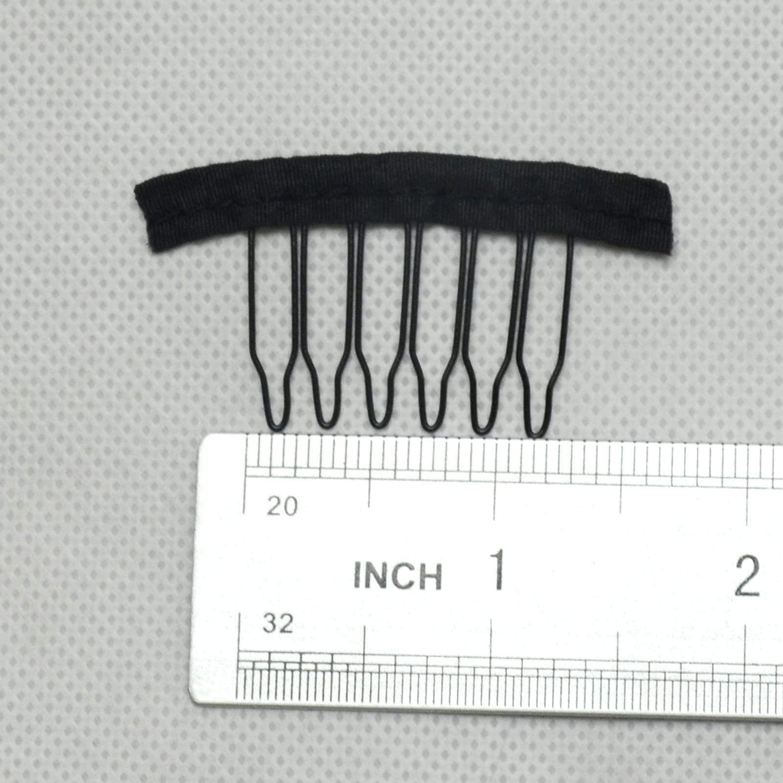 Jozlynn Jozlynn 12pcs Wig Combs for Making Wig,6 Teeth Wig Clips Stell Tooth For Hairpiece Caps DIY (12 pcs, Black)