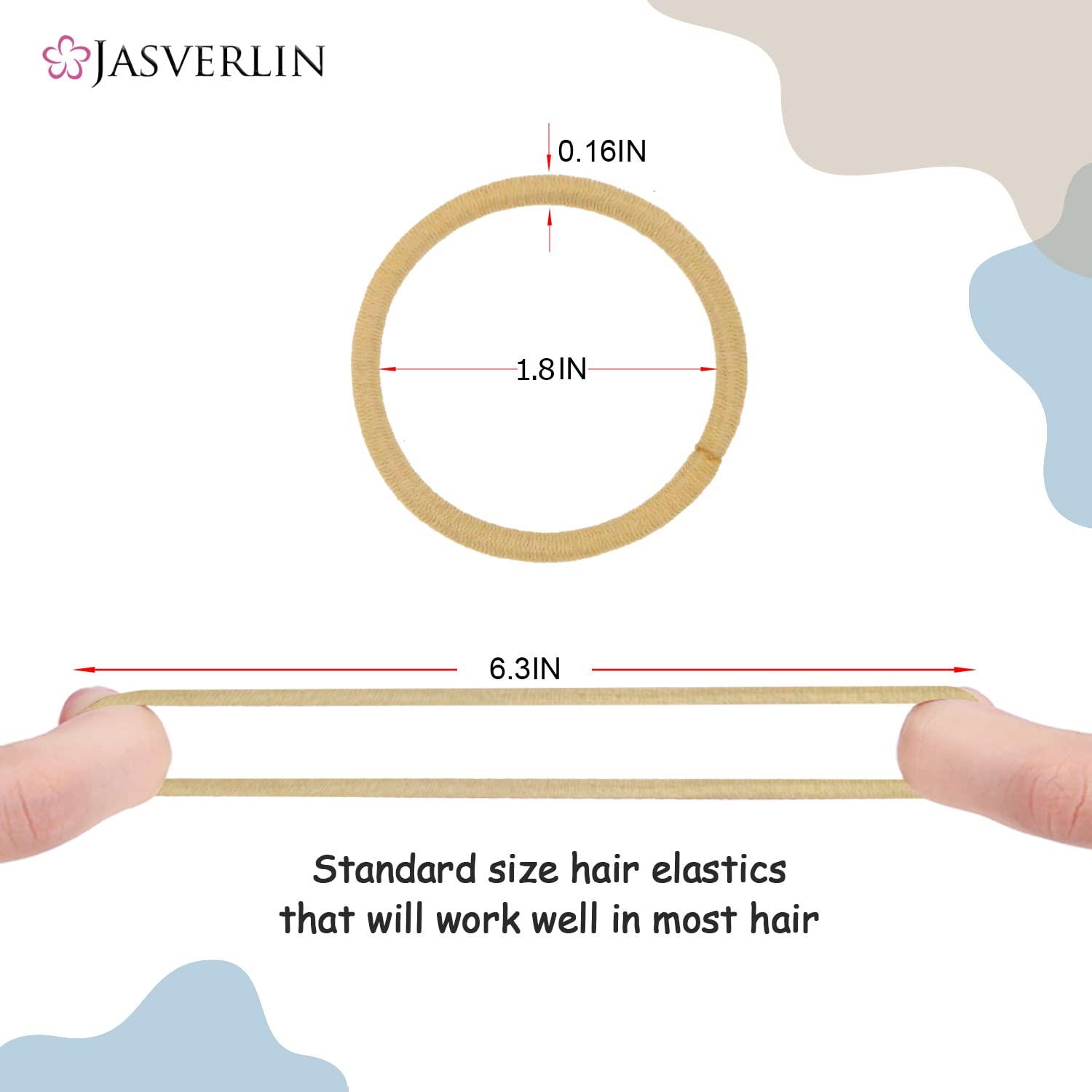 JASVERLIN JASVERLIN Blonde Hair Ties Elastic for Women, No Metal 4mm Hair Tying Bands Ponytail Holders for Braided Thick Long Straight Styling Accessories 50 Pieces (Sandy Blonde)