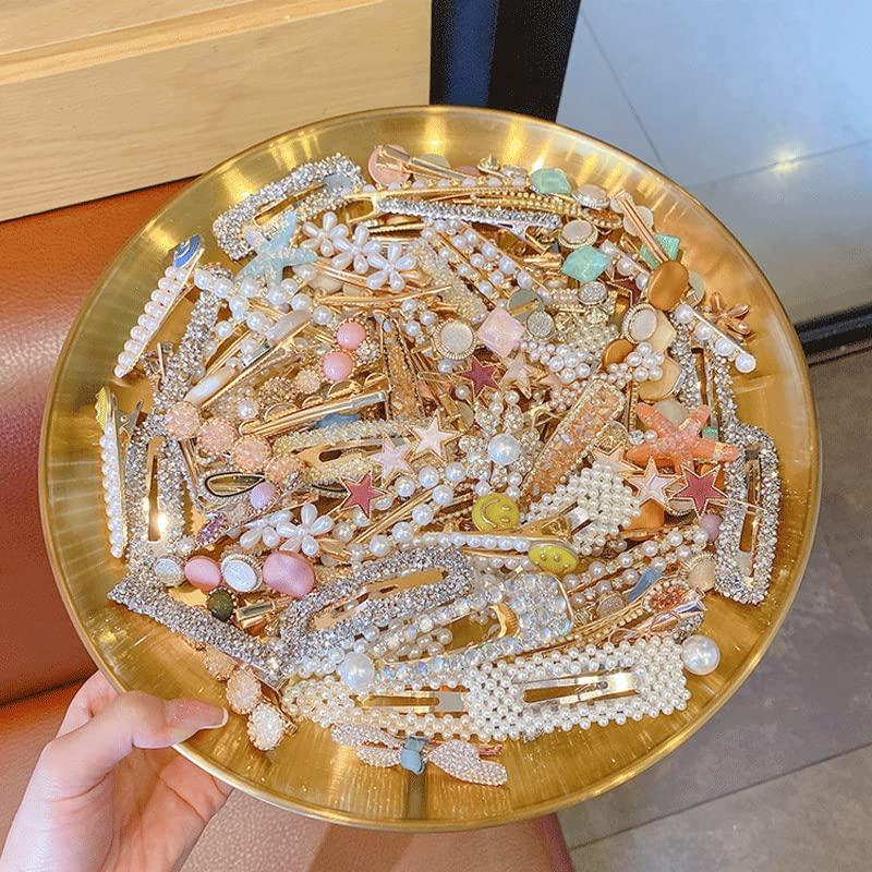 GoDazzl GoDazzl Pearl Barrettes Women\'s Set Hairpin Korean Style Hair Clip for Women Marble Alligator Bobby Pins Duckbilled Headdress Jewelry Hair Accessories Set (Pack of 24)