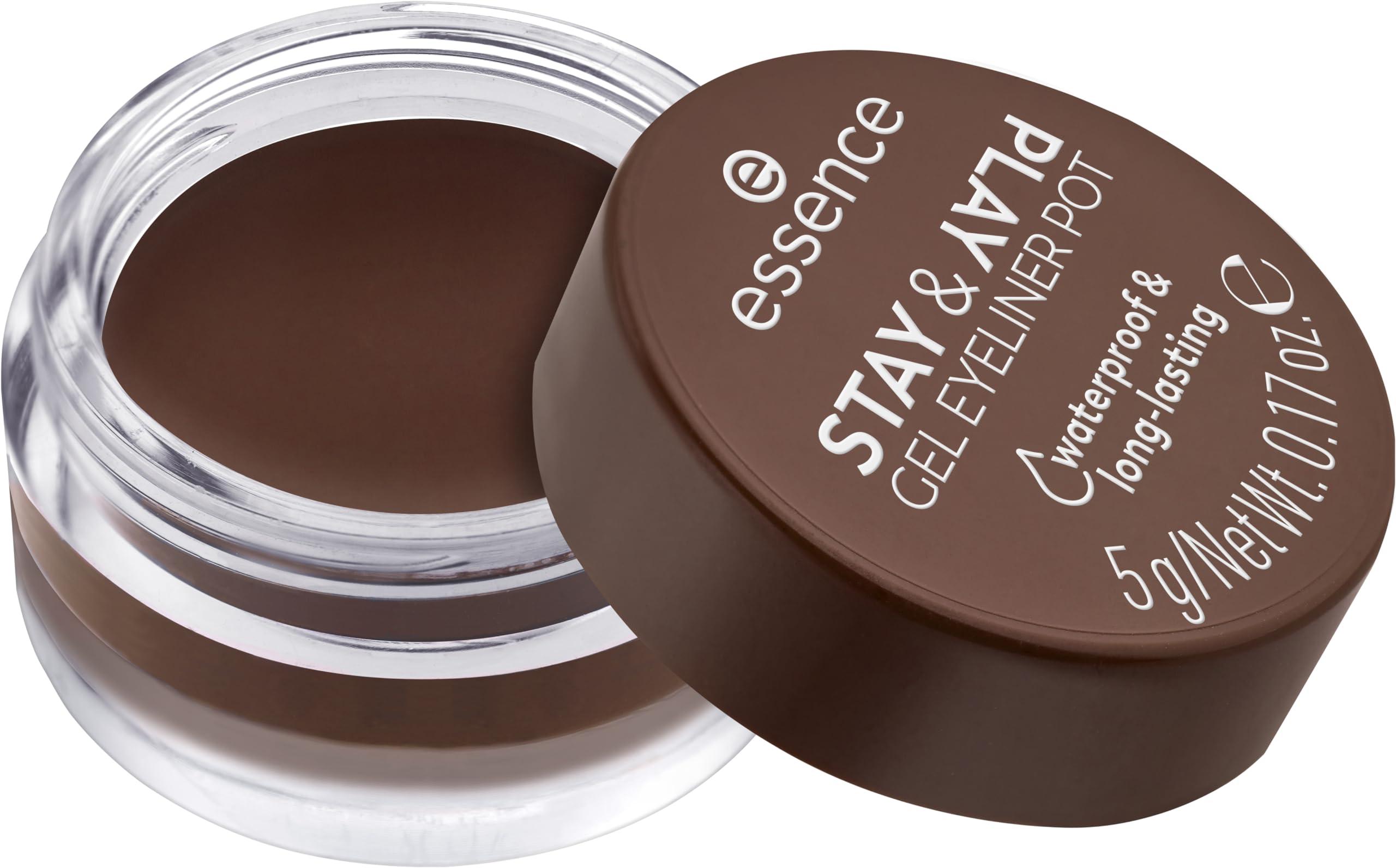 essence essence | Stay & Play Gel Eyeliner Pot | Waterproof, Long Lasting, Highly Pigmented | Vegan & Cruelty Free (02 | Brown)