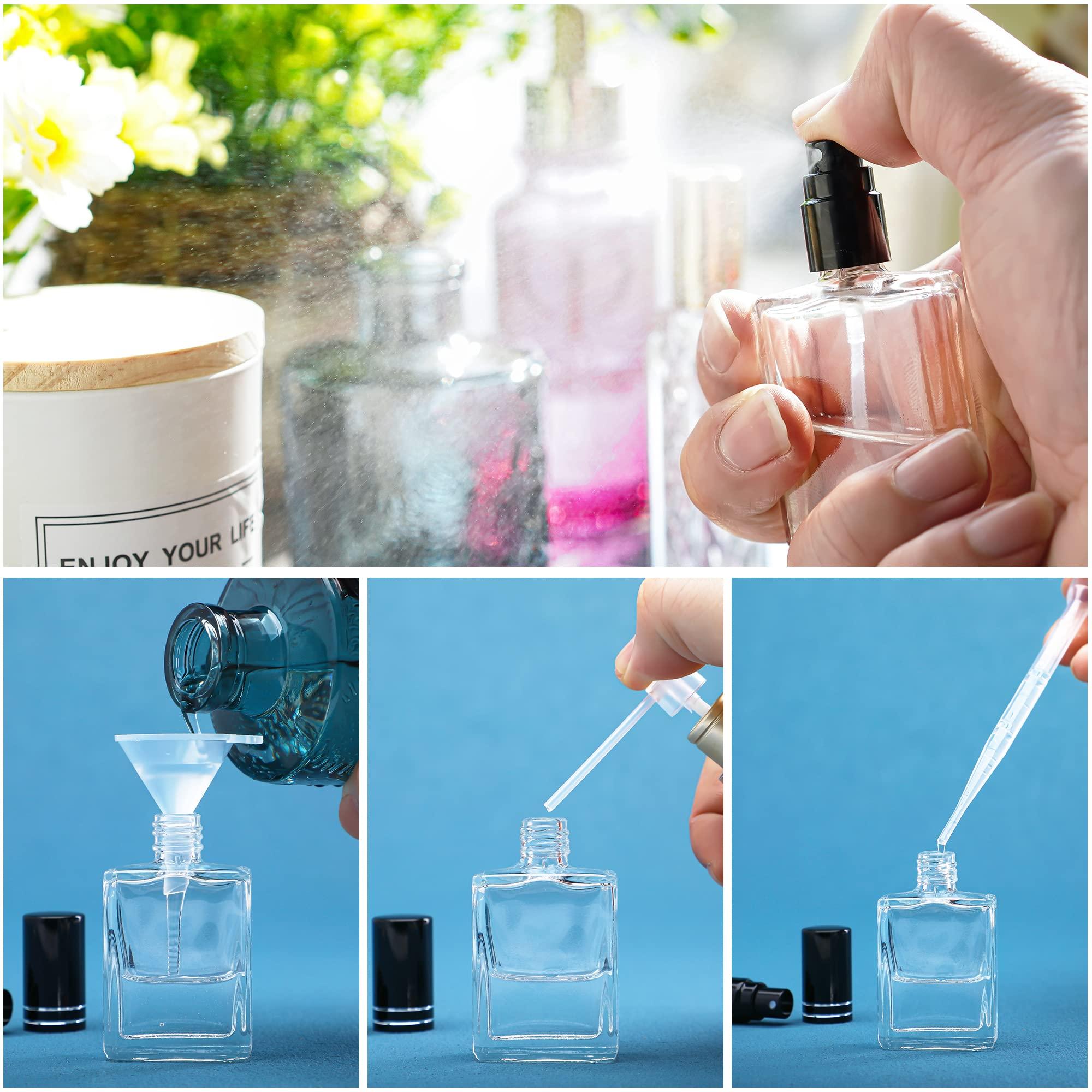 YU FENG YU FENG 12pcs Clear Refillable Perfume Bottle 15ml Portable Square Empty Glass Perfume Atomizer Bottle For Travel