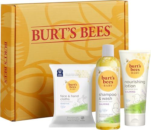 Burt\'s Bees Burts Bees Baby Gift Set for Baby Showers, Includes Baby Shampoo and Wash, Baby Body Lotion, Baby Wipes and Cloths, naturally-derived Origin Skincare, 1-Pack