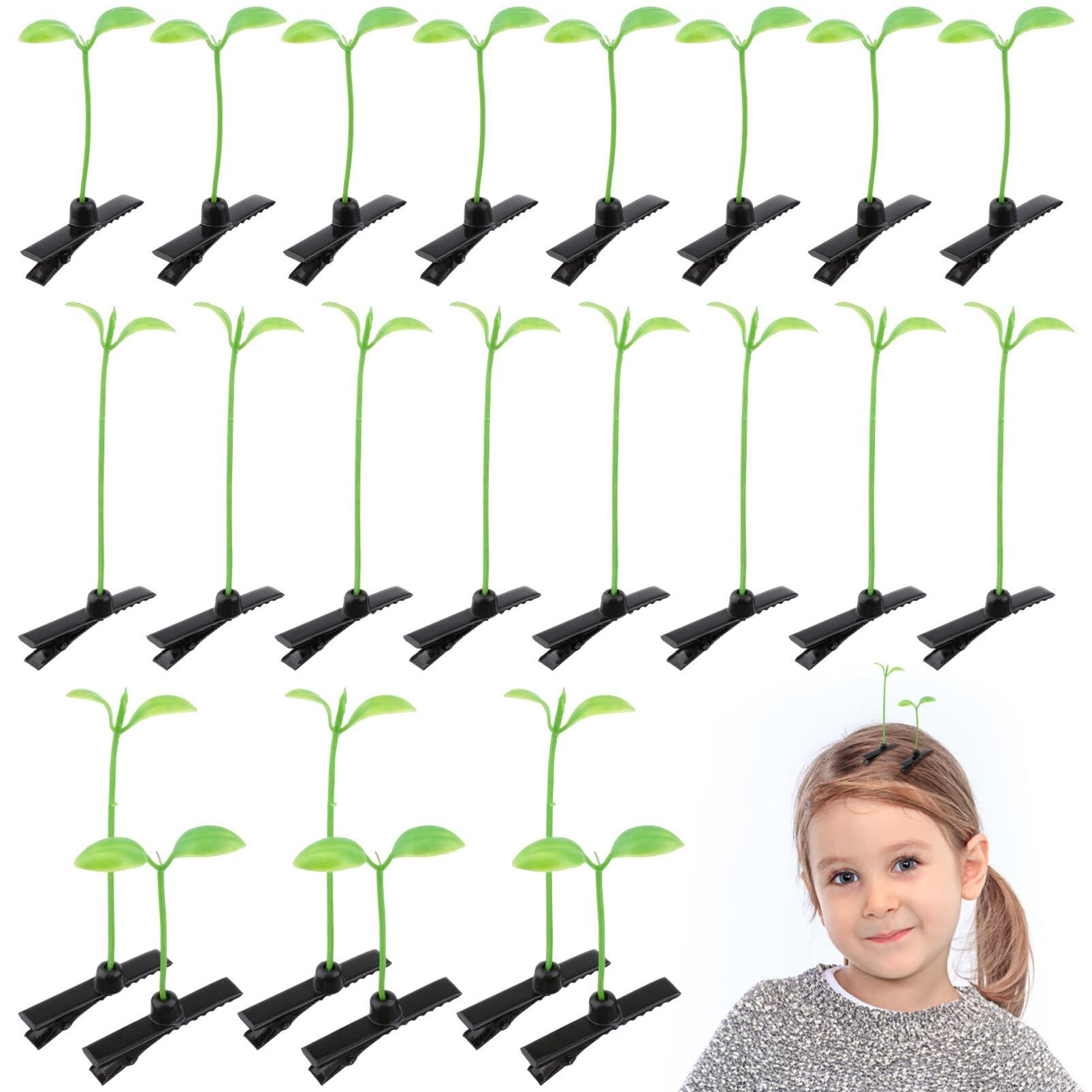 VOSAREA 50pcs bean sprouts hairpin green plant barrette leaf clips for plants bean sprout hair clips little plant hairpin metal hair clips lovely hairpin non-slip baby plastic