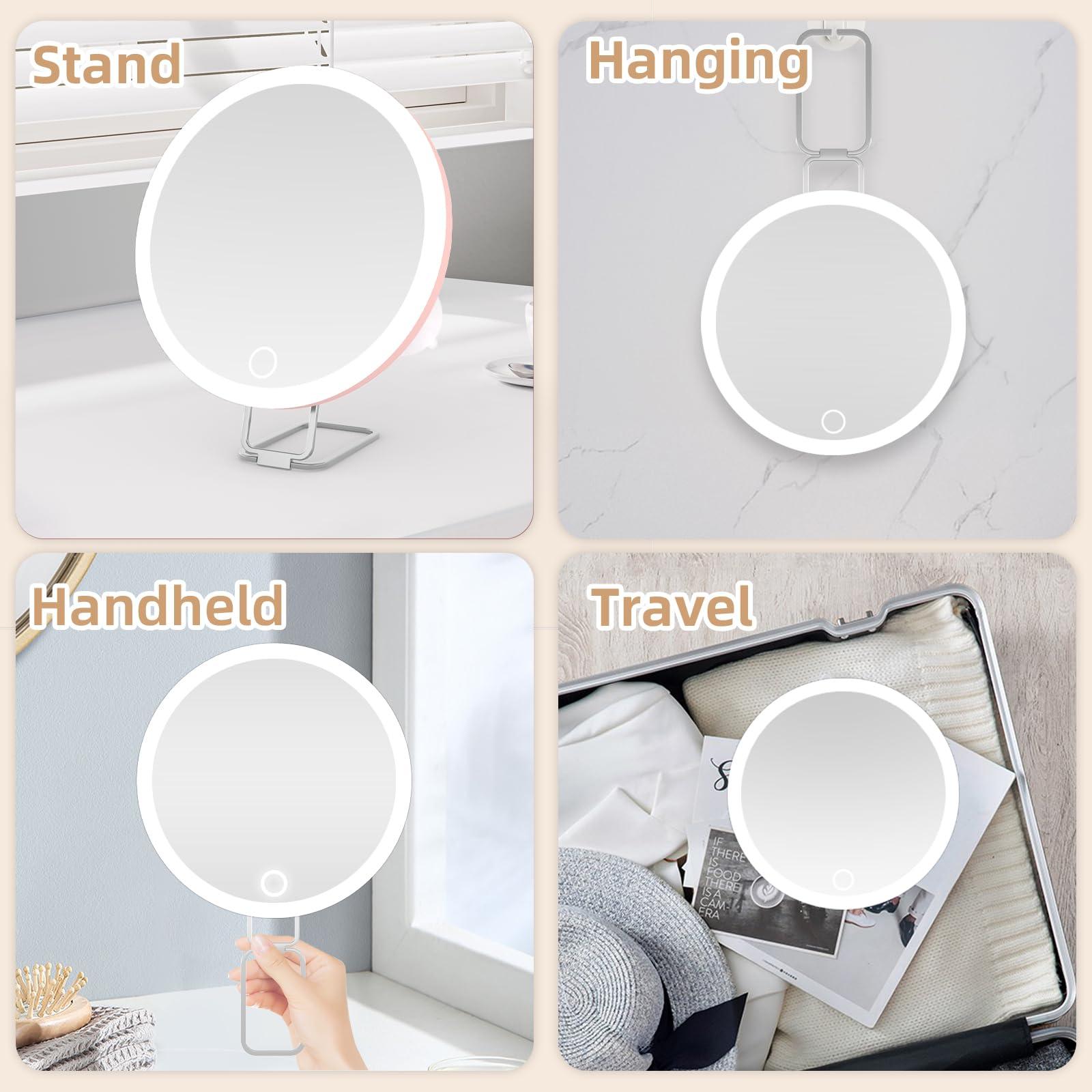 JJhxr 30X Magnifying Mirror with Light, 6\'\' Makeup Magnifying Mirror, Lighted Makeup Mirror with Magnification 30x Travel Magnifying Mirror, 30X High Magnifying Mirror with 3 Suction Cups & Adjustable Stand