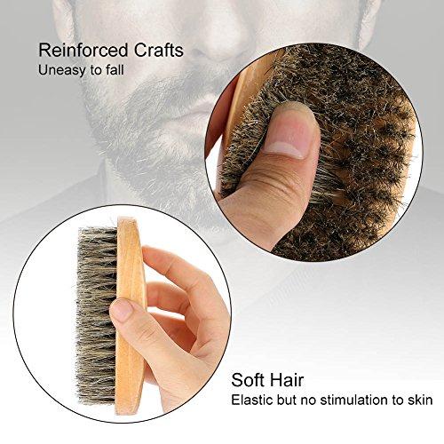 Semme Semme Beard Brush and Comb Set, Boar Bristle Beard Brush and Handmade Wooden Comb Mustache Shaving Cleaning Grooming Kit for Men