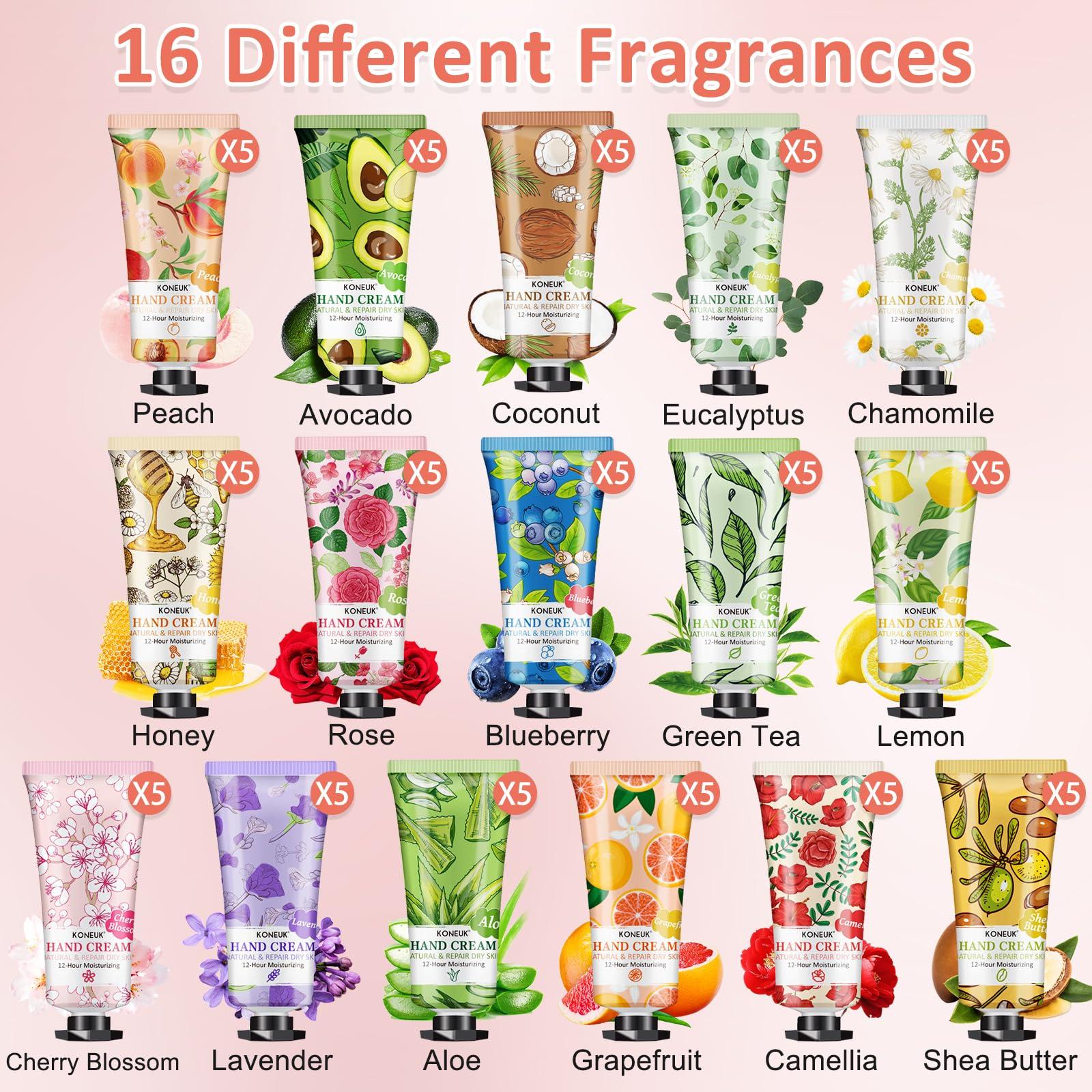 KONEUK 80 Pack Hand Cream Set for Dry Cracked Hands, Bulk Hand Lotion Travel Size for Valentines Day Gifts , Mini Hand Cream for Teacher Appreciation Gifts, Mothers Day Gifts and Nurses Week Gifts