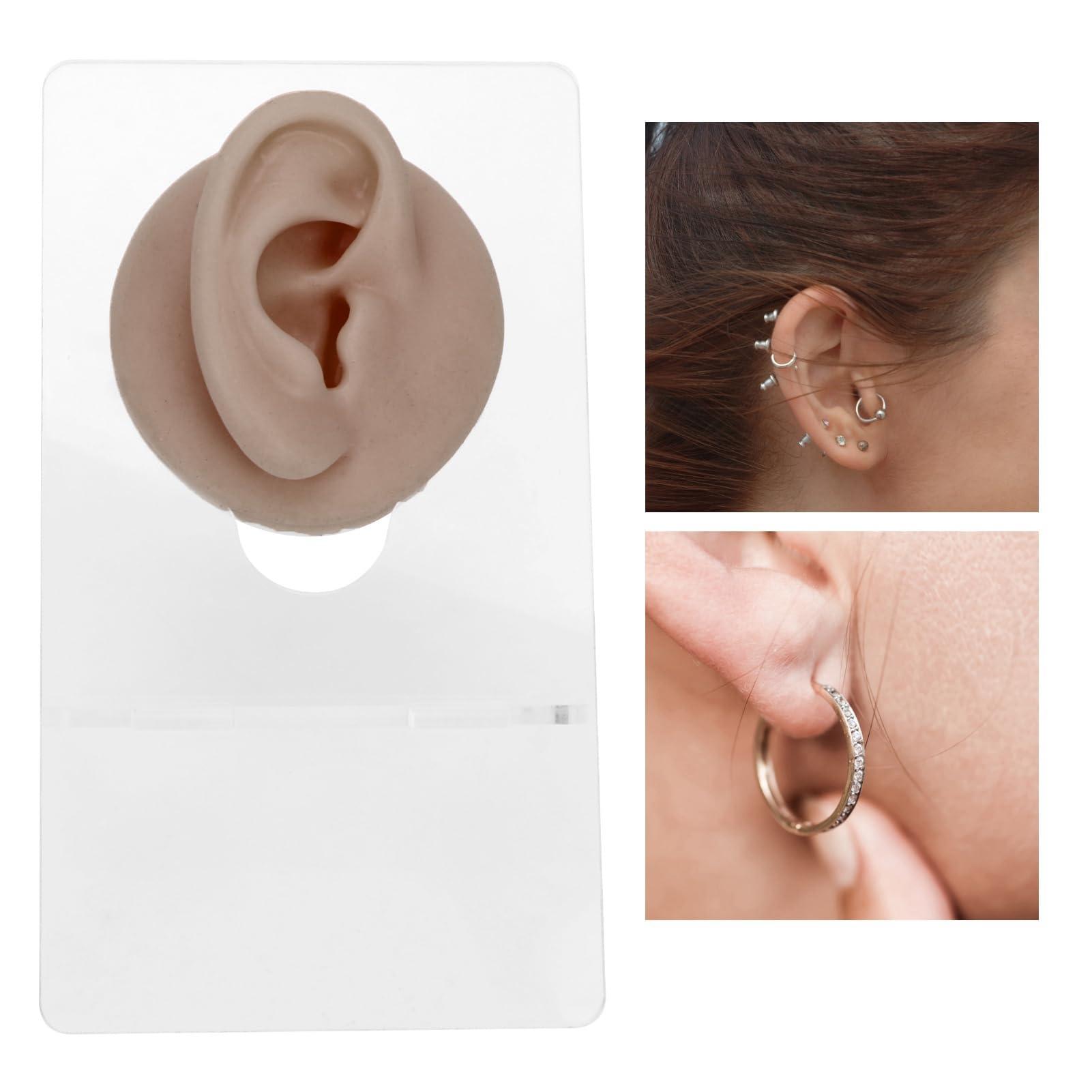 AMONIDA Piercing Body Model, 3D Vivid Silicone Piercing Practice Model, for Eyebrow Piercing, Nose Piercing, Lip Piercing, Tongue Piercing, Navel Piercing, Ear Piercing(Deep Skin Color)