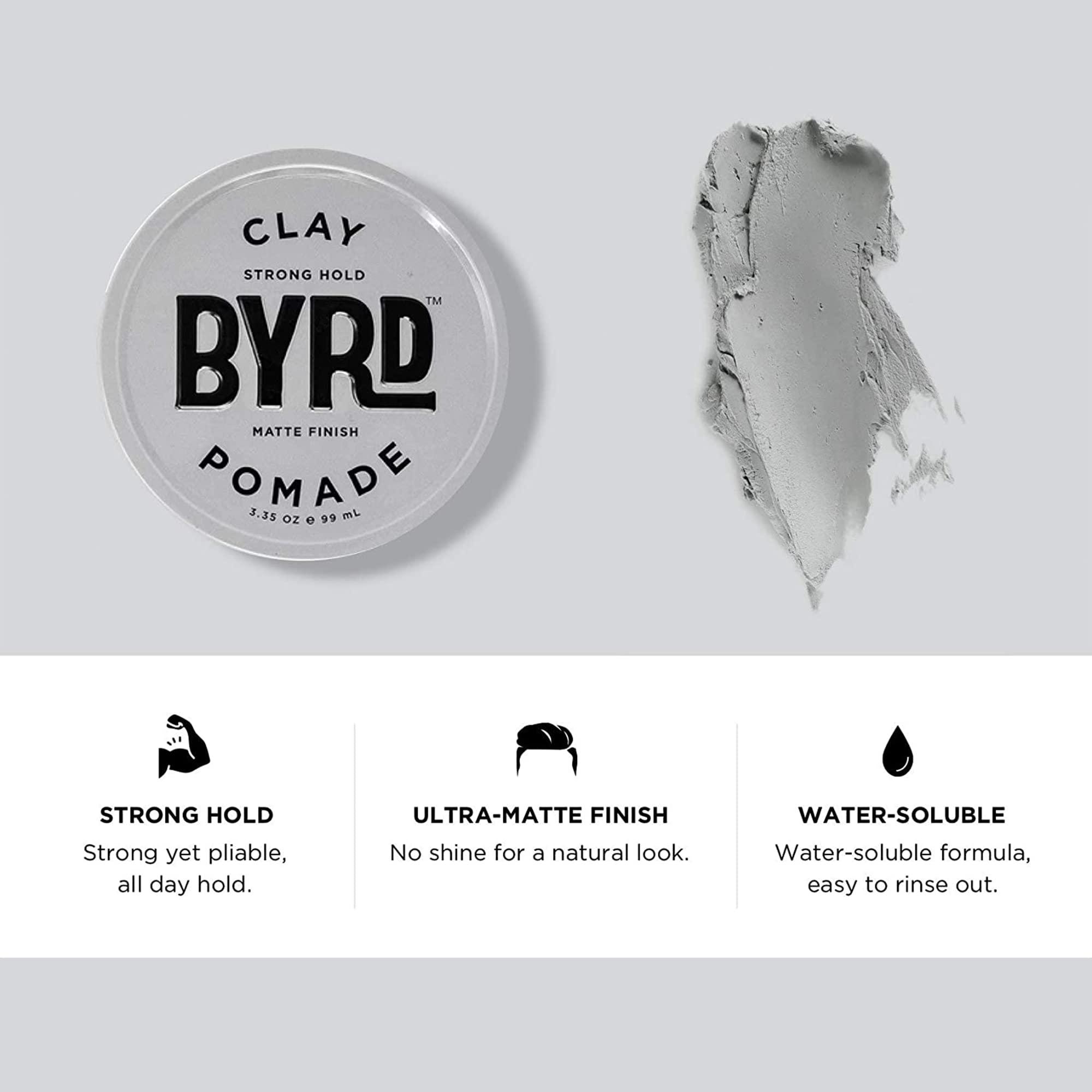 BYRD Hairdo Products BYRD Hair Clay Pomade – Strong Hold, Ultra Matte Finish, Add Volume and Sculpt to All Hair Types, 3.35 Oz