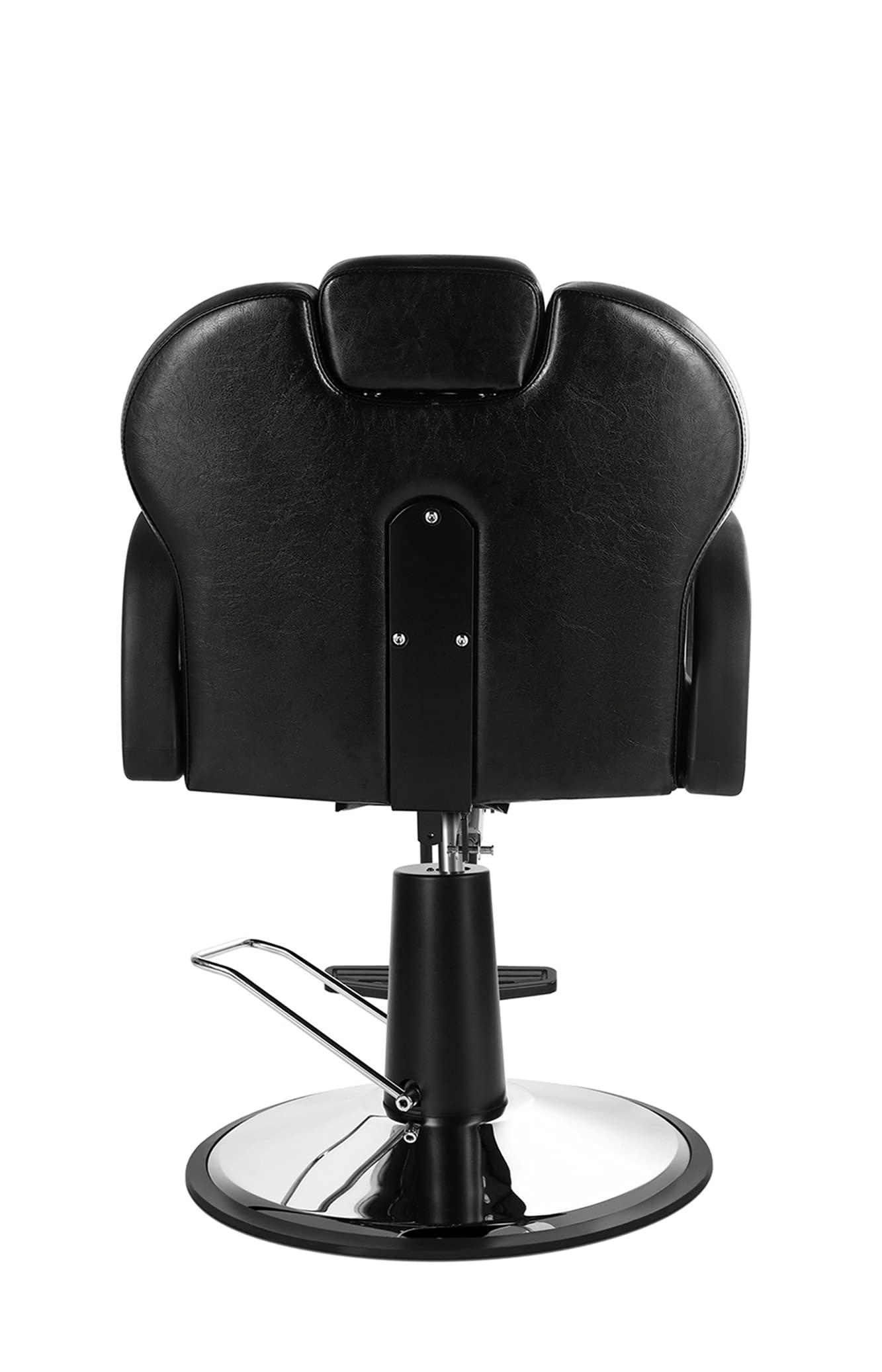 Beauty Life Barber Chair Reclining with Hydraulic Pump Beauty Stylist Chair Salon Chair Tattoo Chair Black/Dark Red