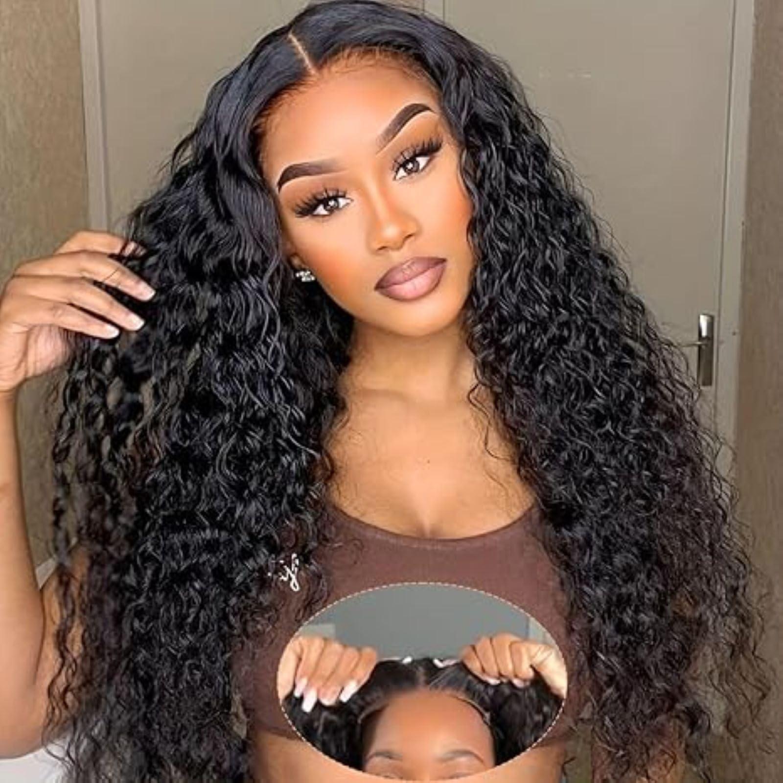 FleurraKa FleurraKa Glueless Wig Real Hair Pre Cut Pre Cut Curly Hair For Beginners Short Deep Curly Bob Wig HD Lace Closure Wig