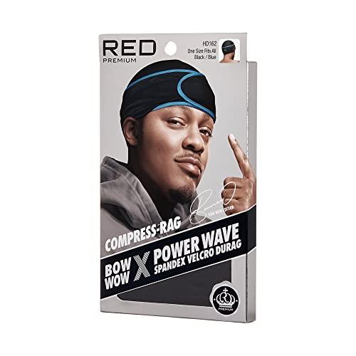 Red by Kiss Red by Kiss Premium Bow Wow X Power Wave Durag, 360 Wave Compression Cap for Men & Women, Adjustable Hook-&-Loop Strap, Stylish & Durable, Ideal for Locs, Braids, Finger Waves (Spandex - Black/Blue)