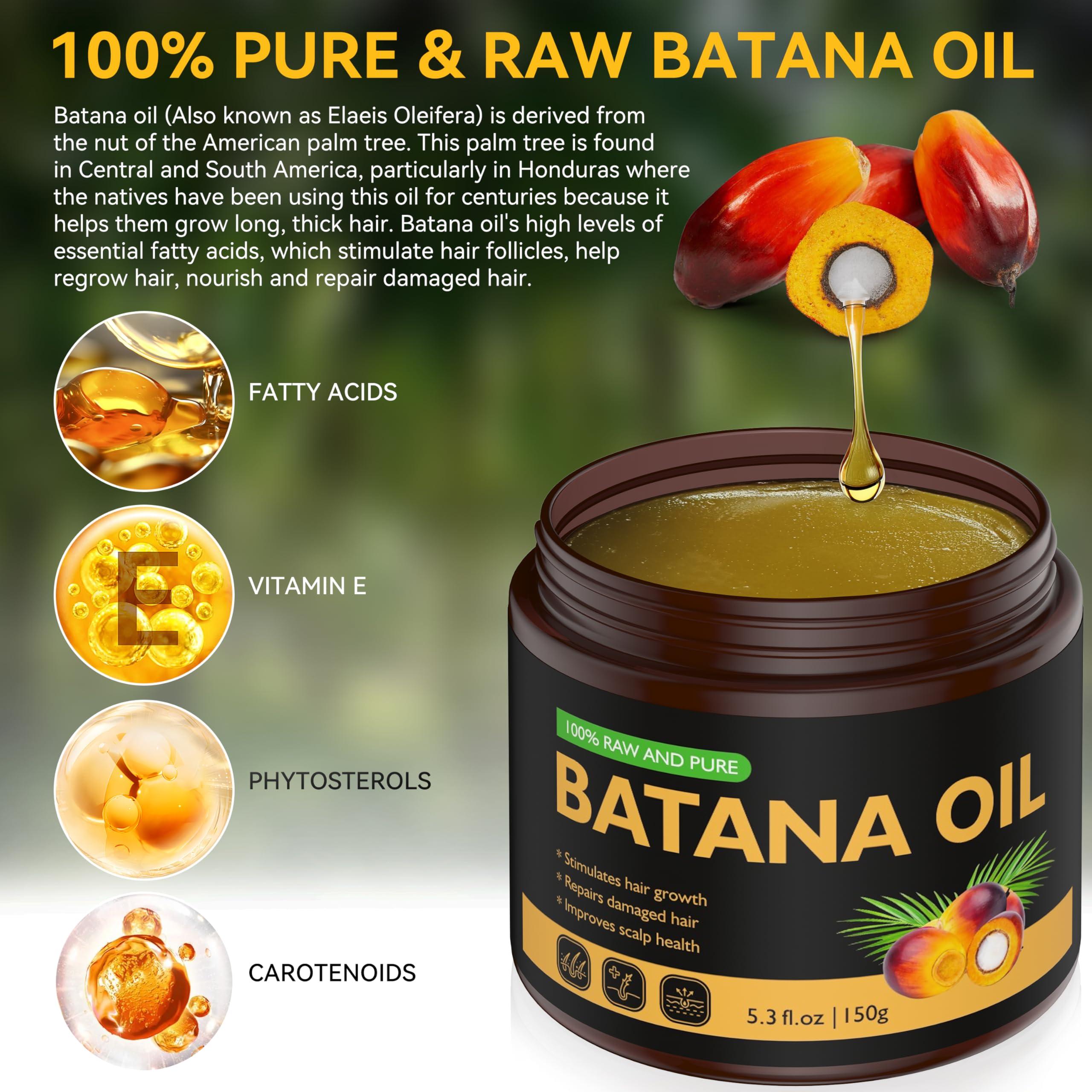 Veakoo Raw Batana Oil for Hair Growth, 100% Natural Pure, Dr. Sebi Organic Batana Oil from Honduras, Unrefined Hair Growth Oil for Women Men, Prevent Hair Loss, Repair Damaged Hair, Nourish Scalp 5.3 oz