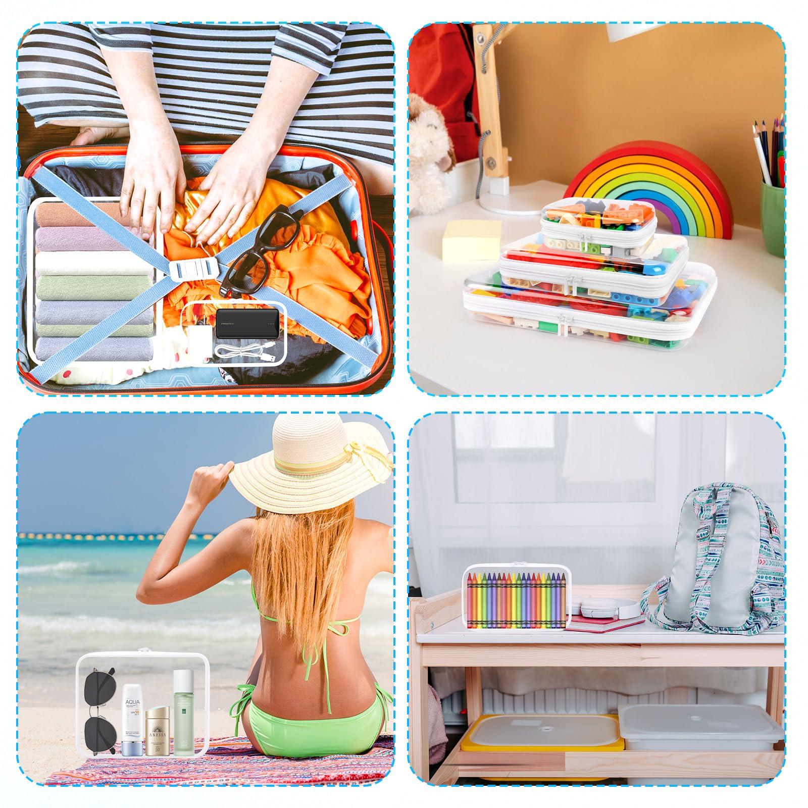 EAROND EAROND 3 Pack XL Zippered Hard Shell Pouch,Clear Plastic Zipper Case,Hard Sided Clear Zipper Case for Storage,Clear Zipper Storage Bags,Portable Waterproof Diaper Bag Cosmetic Bag(3 Pcs-XL+L+S)