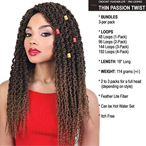 Motown Tress Motown Tress (C.passn183 Thin Passion Twist - 48 Loops - 18 Inch - 3 Packs) - Synthetic Crochet Braiding Hair in T1B_ROSGD
