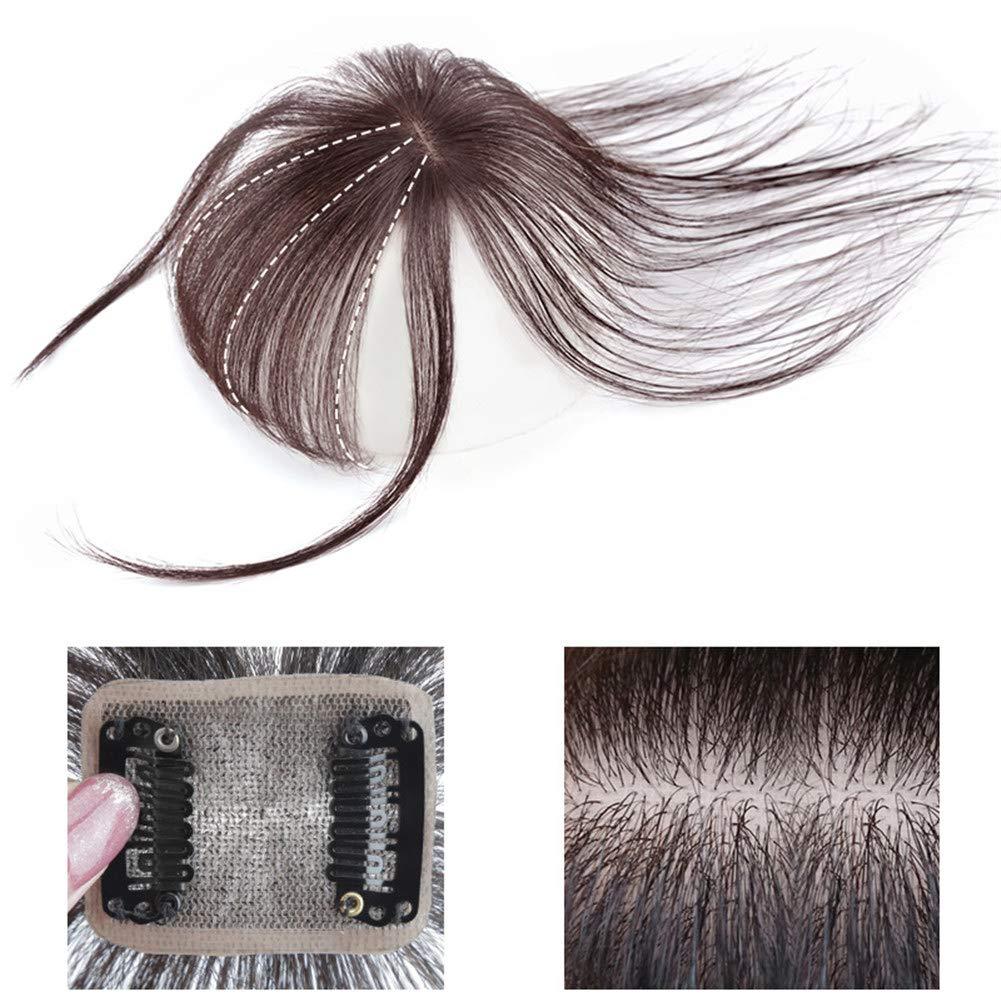 Drasawee Drasawee Clip in Bangs Hair Extensions Human Hair Bangs Clip in Fringe Bangs Handmade Air Bangs with Temple for Women One-piece Hairpiece (Dark Brown)