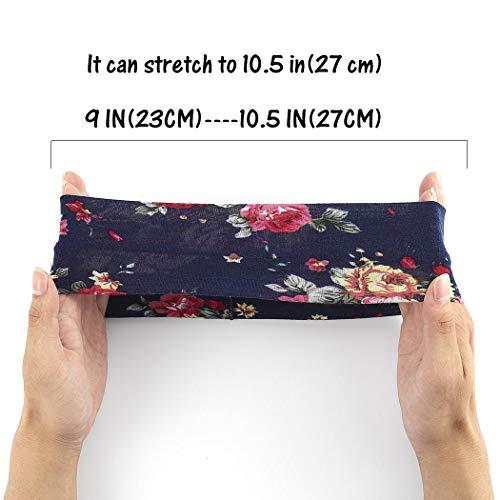 Bohend Bohend Boho Button Headbands Wide Women 4 Pack Flower Hair Bands for Nurse Cotton Stretchy Daily Use Yoga Hair Accessories for Women and Girls