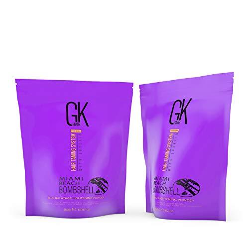 GK HAIR GK HAIR Global Keratin Miami Beach Bombshell Blue Balayage Lightening Powder 450g Taming Blonde Purple Treatment Smoothing Toning Straightening Blowout Treatment Removes Yellow Orange Brassy Tones