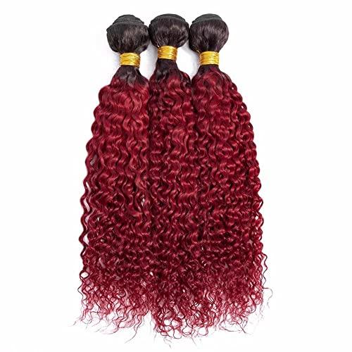 Feel me FEEL ME MInk Ombre Brazilian Curly Hair Weave 3 Bundles(14 16 18 300g) 8A Brazilian Virgin Curly Hair Bundles Ombre 2 Tone 1b/burgundy Kinky Curly Ombre Human Hair Bundles Deals Tangle Free