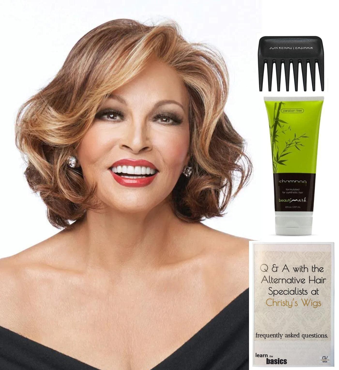 Raquel Welch & Christy\'s Wigs Bundle - 4 items: Crowd Pleaser Wig by Raquel Welch, Christy\'s Wigs Q & A Booklet, BeautiMark Synthetic Shampoo & Wide Tooth Comb - Color: RL6/30