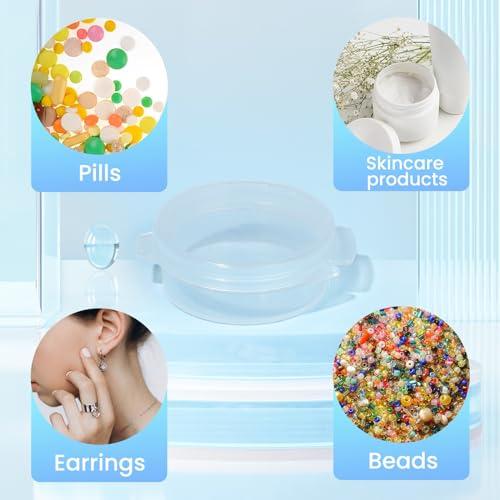 EORTA 30 Pcs Plastic Cosmetic Jar 0.34oz/10g Empty Clear Case with Snap Lids Portable Mini Storage Box Makeup Jar Sample Bottle Sealing Pot Cosmetic Containers by EORTA for Sampling, Traveling, Mixing, 10g