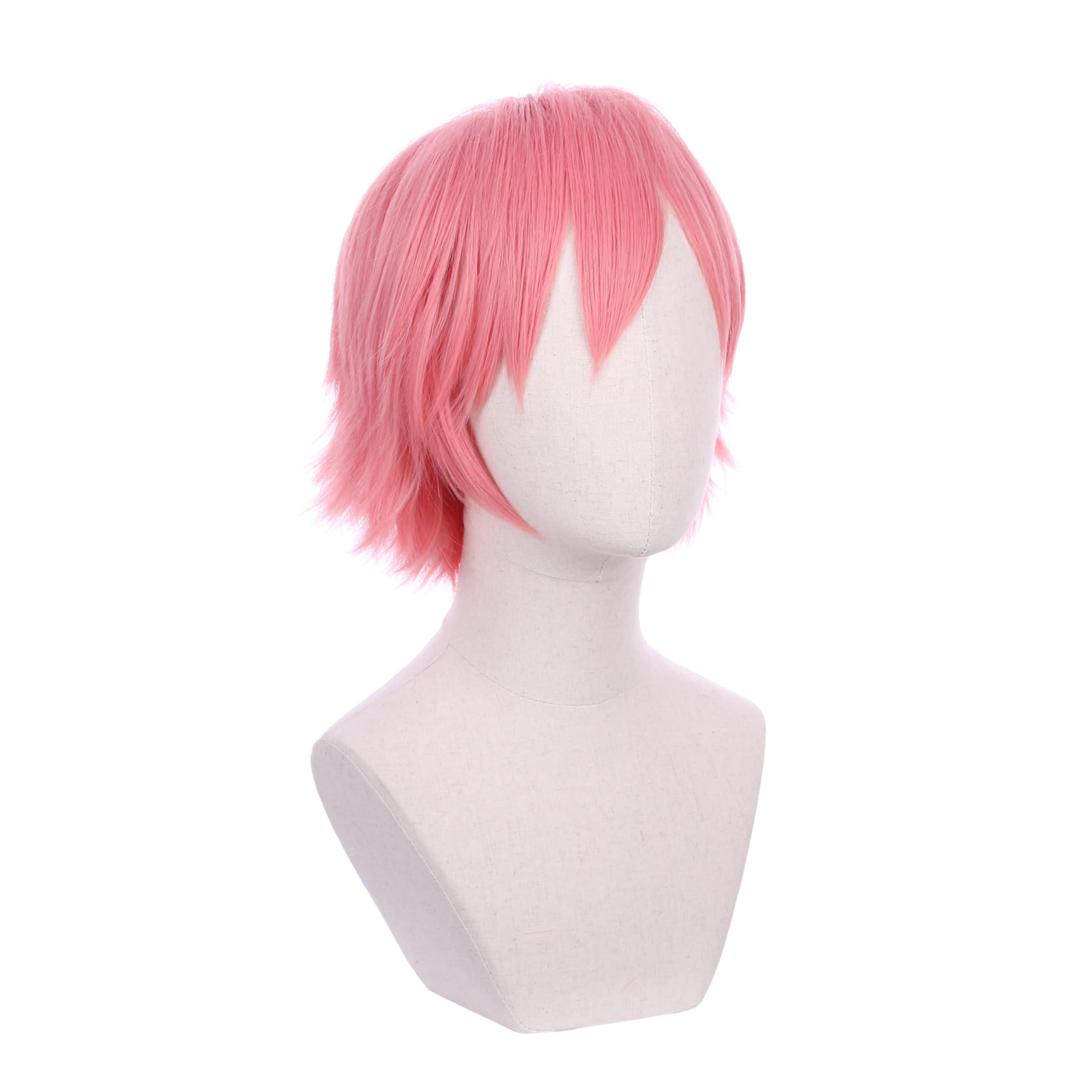 Edivd Edivd Pink Wig for Kids Girls Short Pink Wig with Bangs for Cosplay Heat Resistant Synthetic Wig with Wig Cap