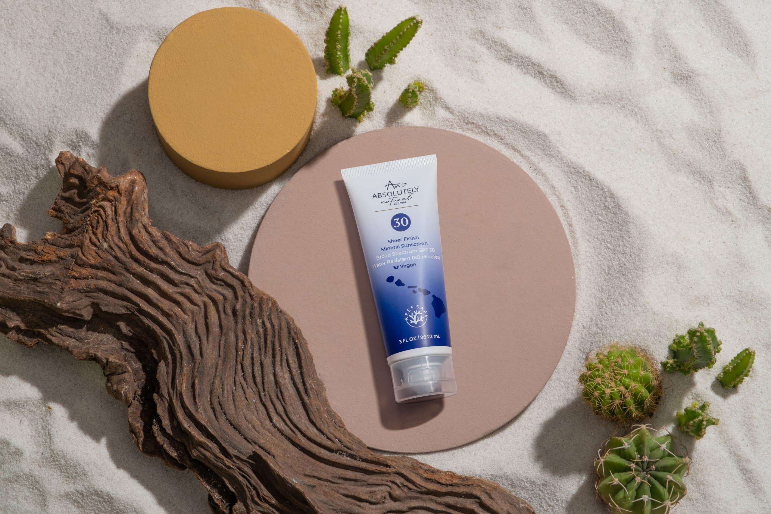 Absolutely Natural Absolutely Natural - SPF 30 Mineral Sunscreen - Broad Spectrum Water Resistant Moisturizer Lotion For Body & Face - With Non-Nano Zinc Oxide, Vitamin E, & Antioxidants - Made in USA, 3 Oz