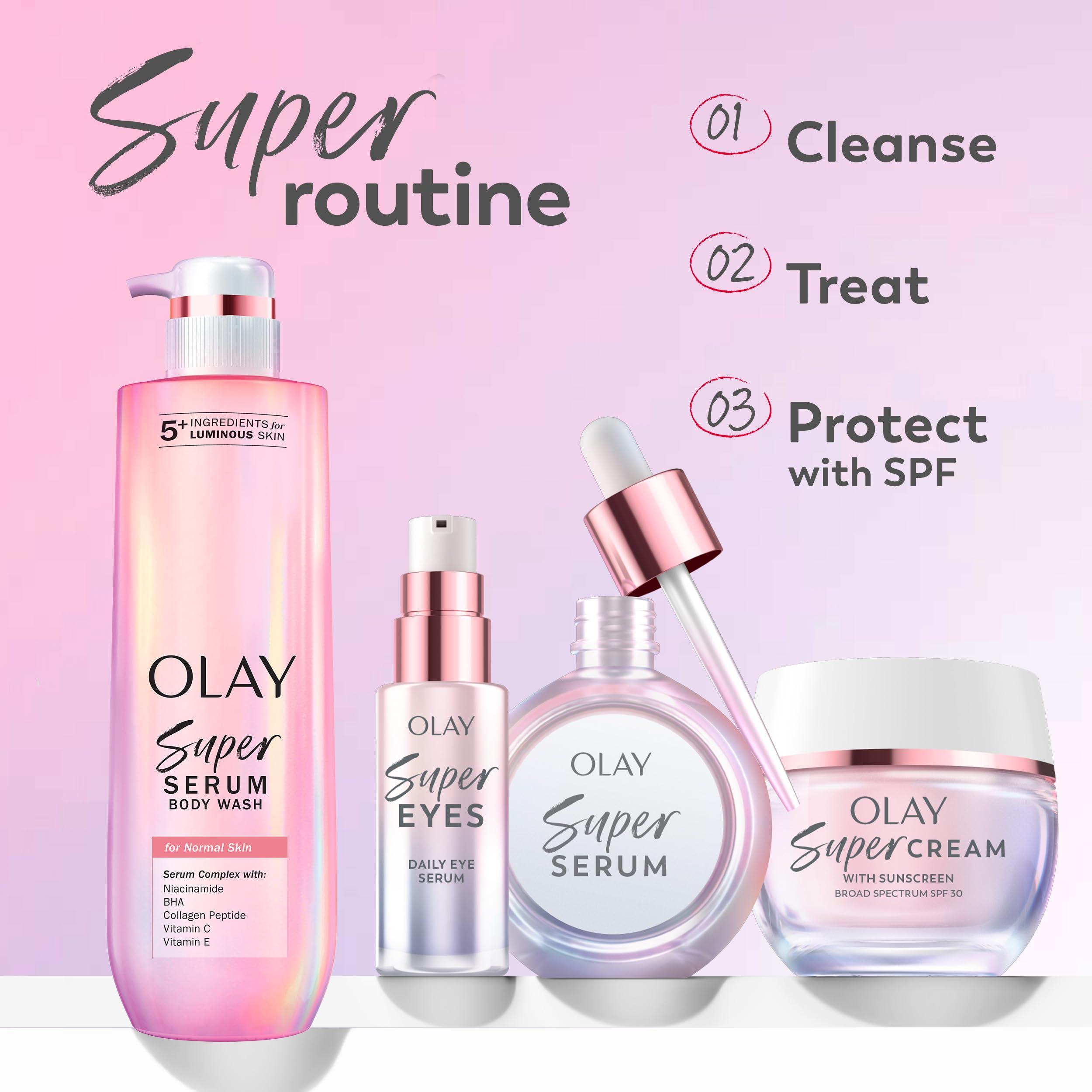 Olay Olay Super Eye Serum - Vitamin C, Caffeine, Niacinamide, Amino Peptide, Aloe Vera - Brightens Dark Circles, Anti-Wrinkle, Anti-Aging, Brightening, Smooths Fine Lines, Firming, Hydrating, 0.45 Oz