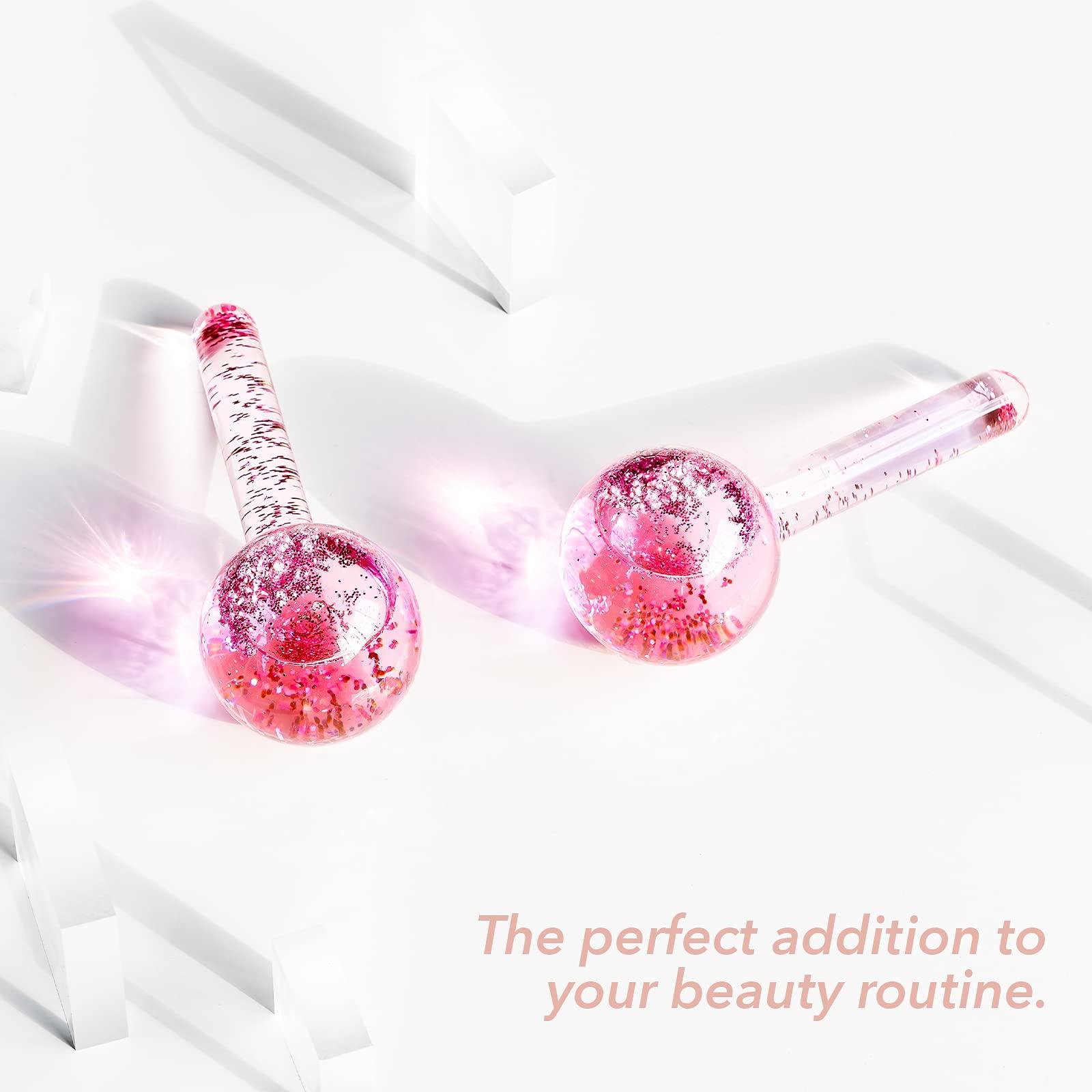 Zo Ayla Zoe Ayla Ice Globes, 2 pcs - Face Ice Roller for Relaxing and Reducing Fine Lines - Tightening and Depuffing Skin - Ideal for Tired Eyes - Travel Sized Facial Massager with Cute Sparkles